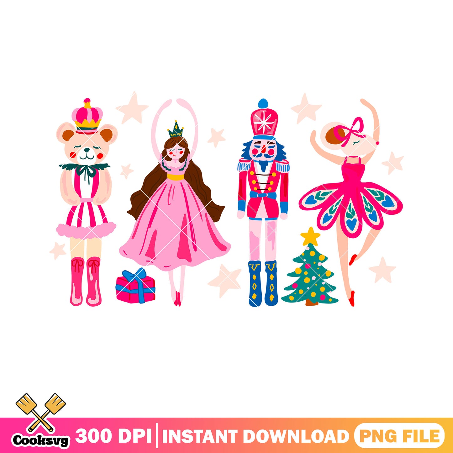 The pink christmas card png, merry christmas png, the nutcracker png