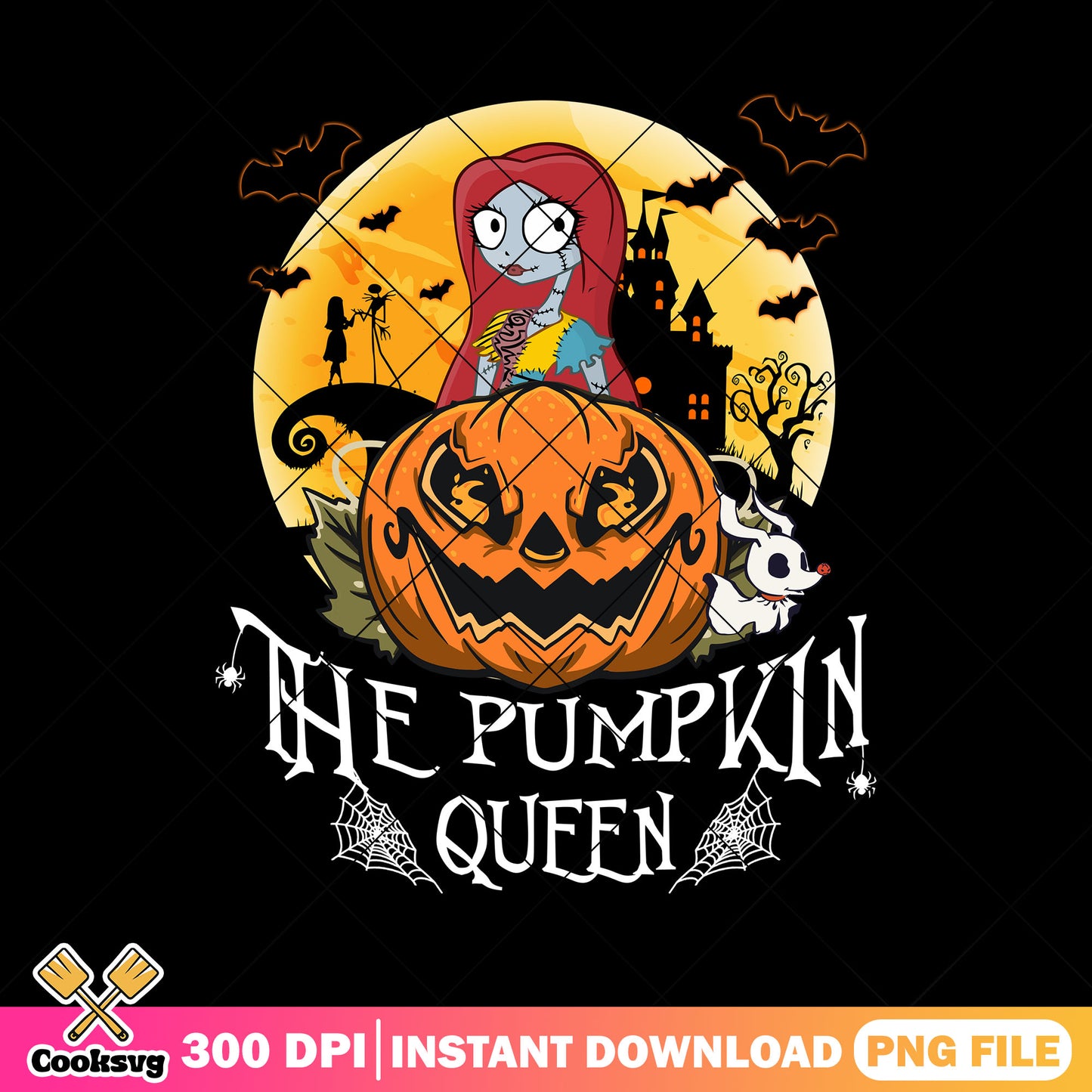 The pumpkin queen design png, halloween costumes png, sally halloween png