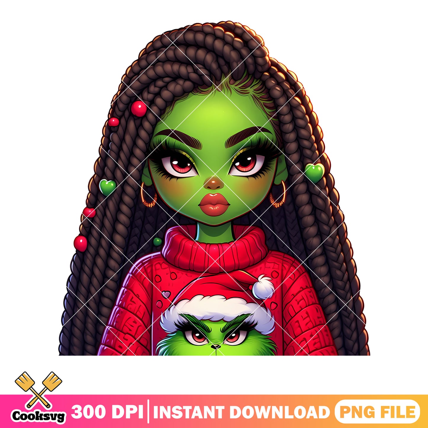 The ugly christmas sweater girl png, christmas png, the grinch png