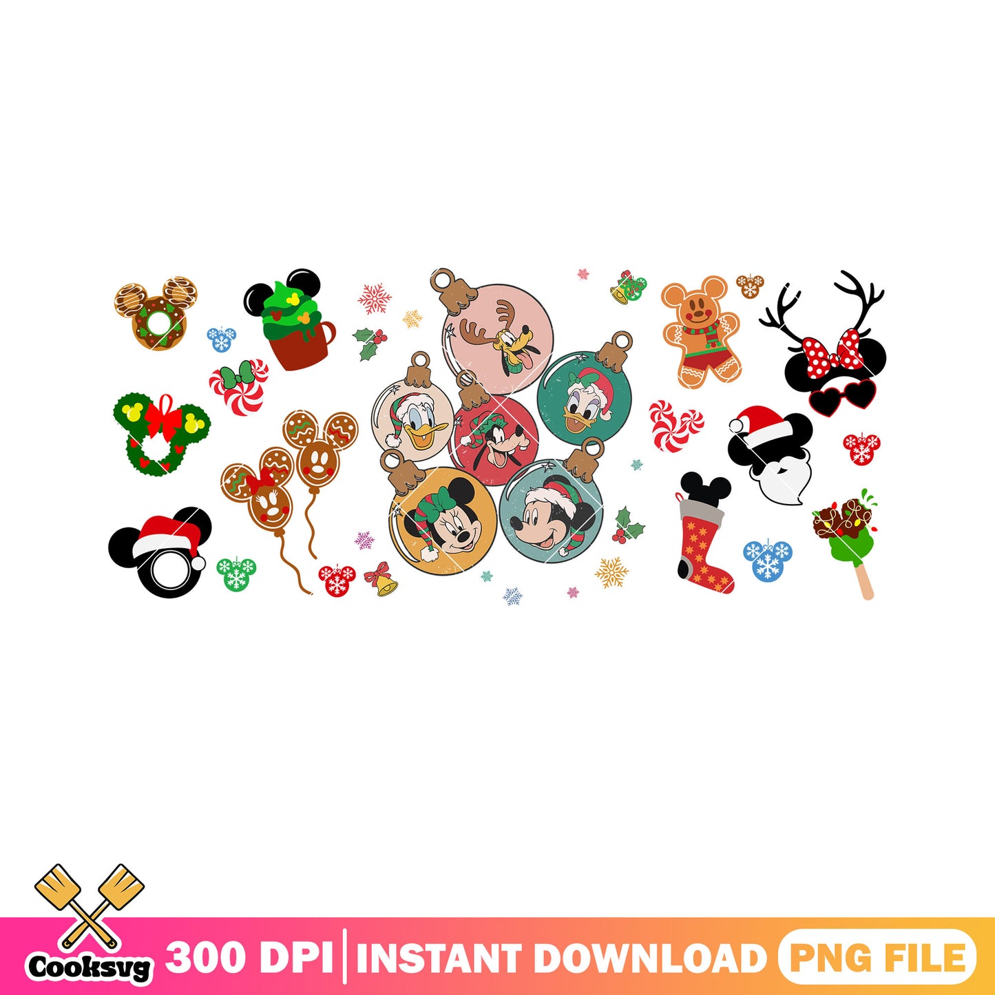 The xmas cards disney png, mickey and friends png, christmas sock png