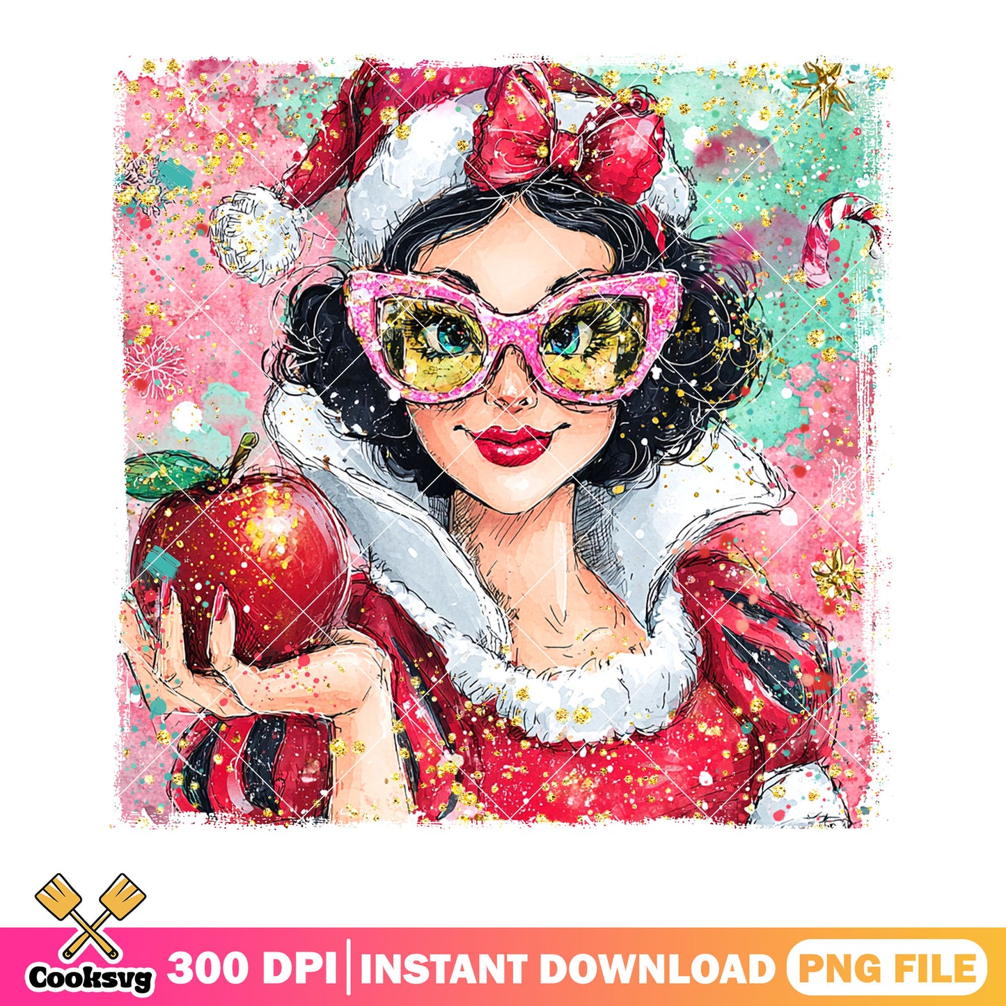 The xmas princess disney png, snow white png, merry christmas png