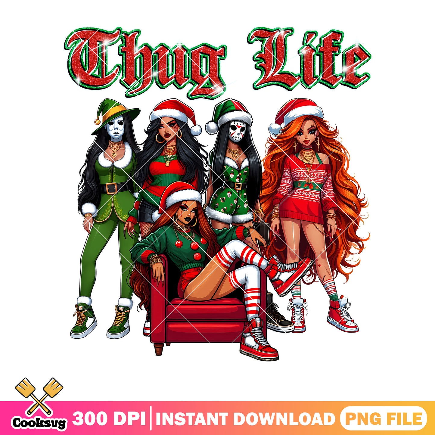 Thug life christmas png, christmas killer friends png, christmas png