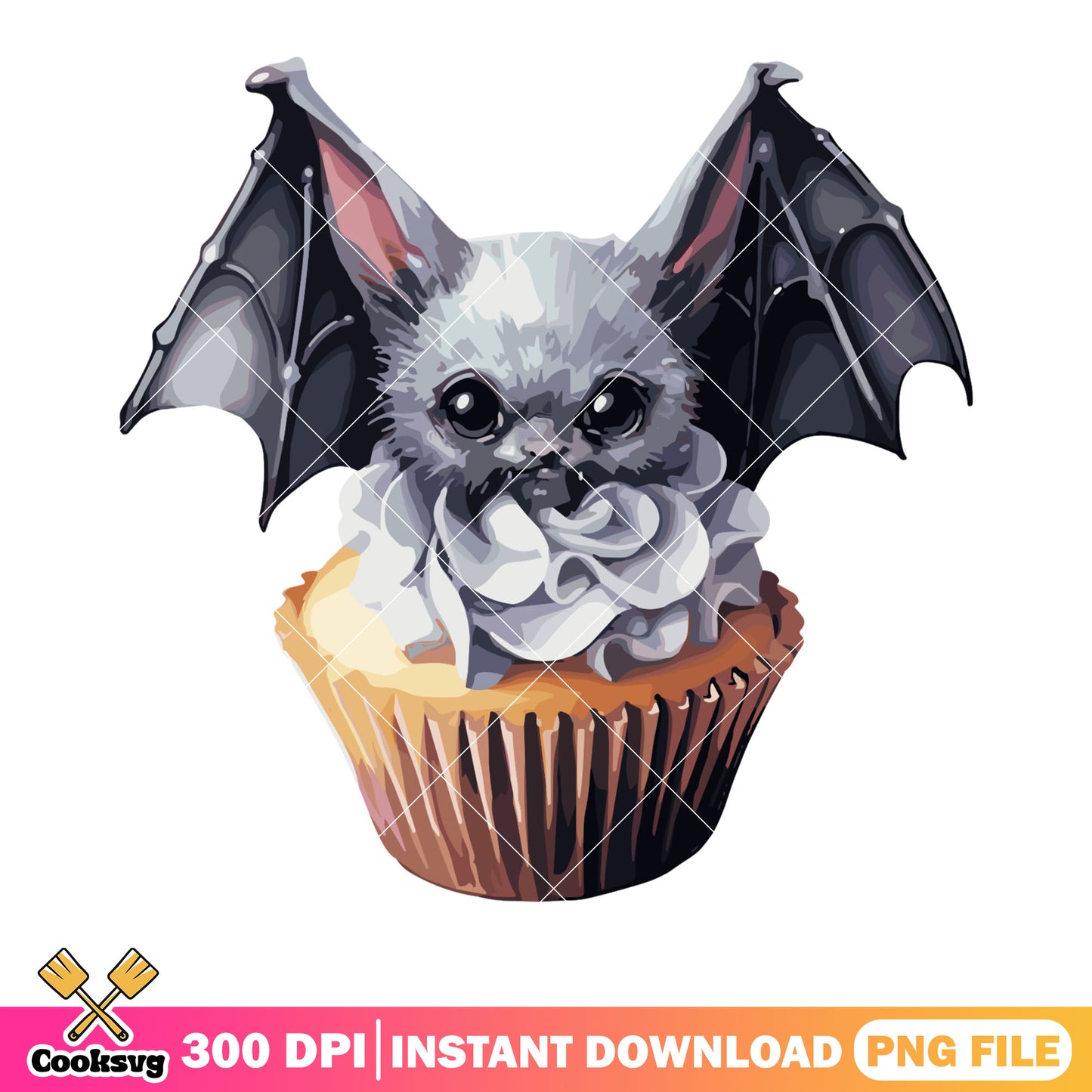 Tiny Bat Cupcake png, animal cake design png, halloween night png