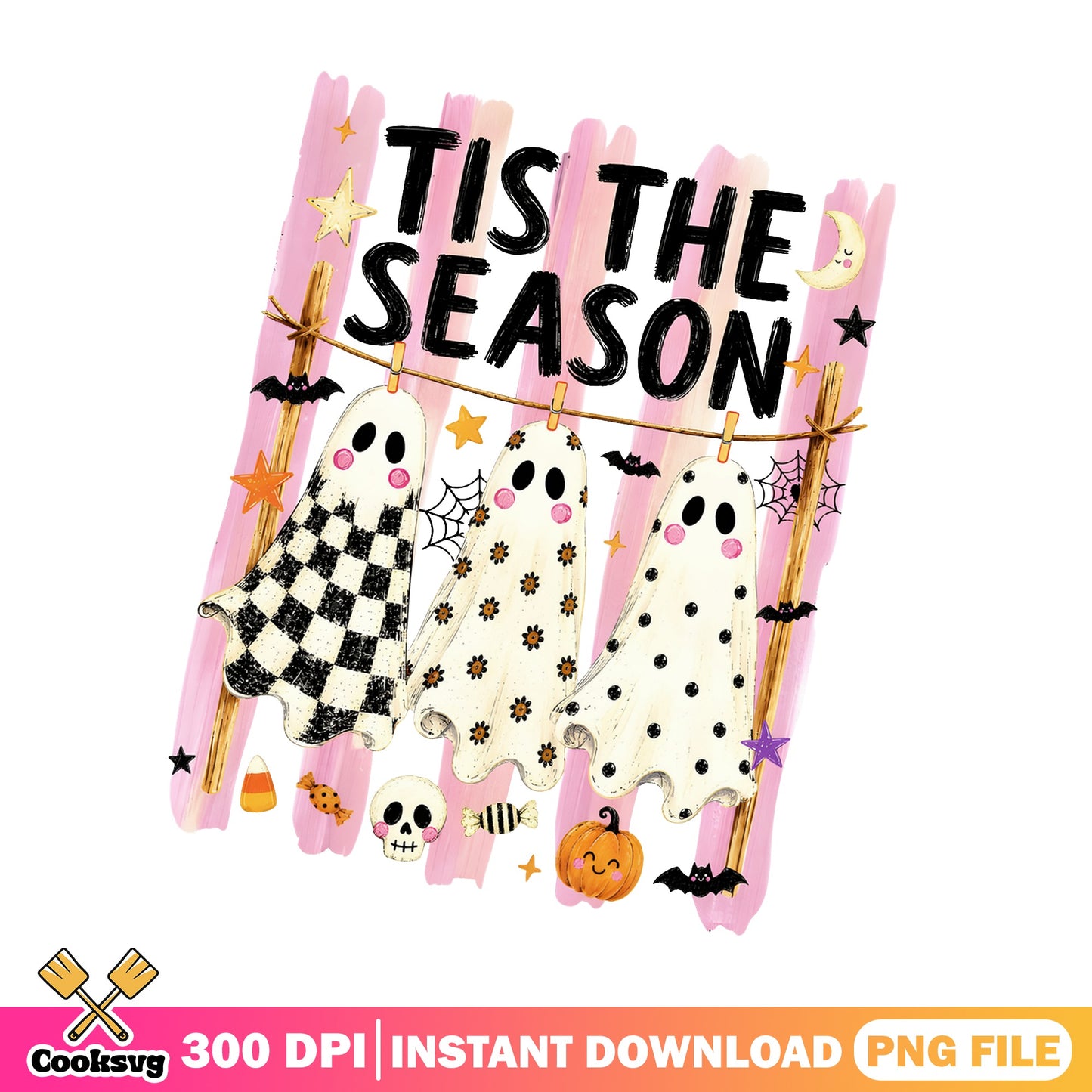 Tis The Season Ghost Halloween PNG, Cute Ghost PNG, Halloween PNG