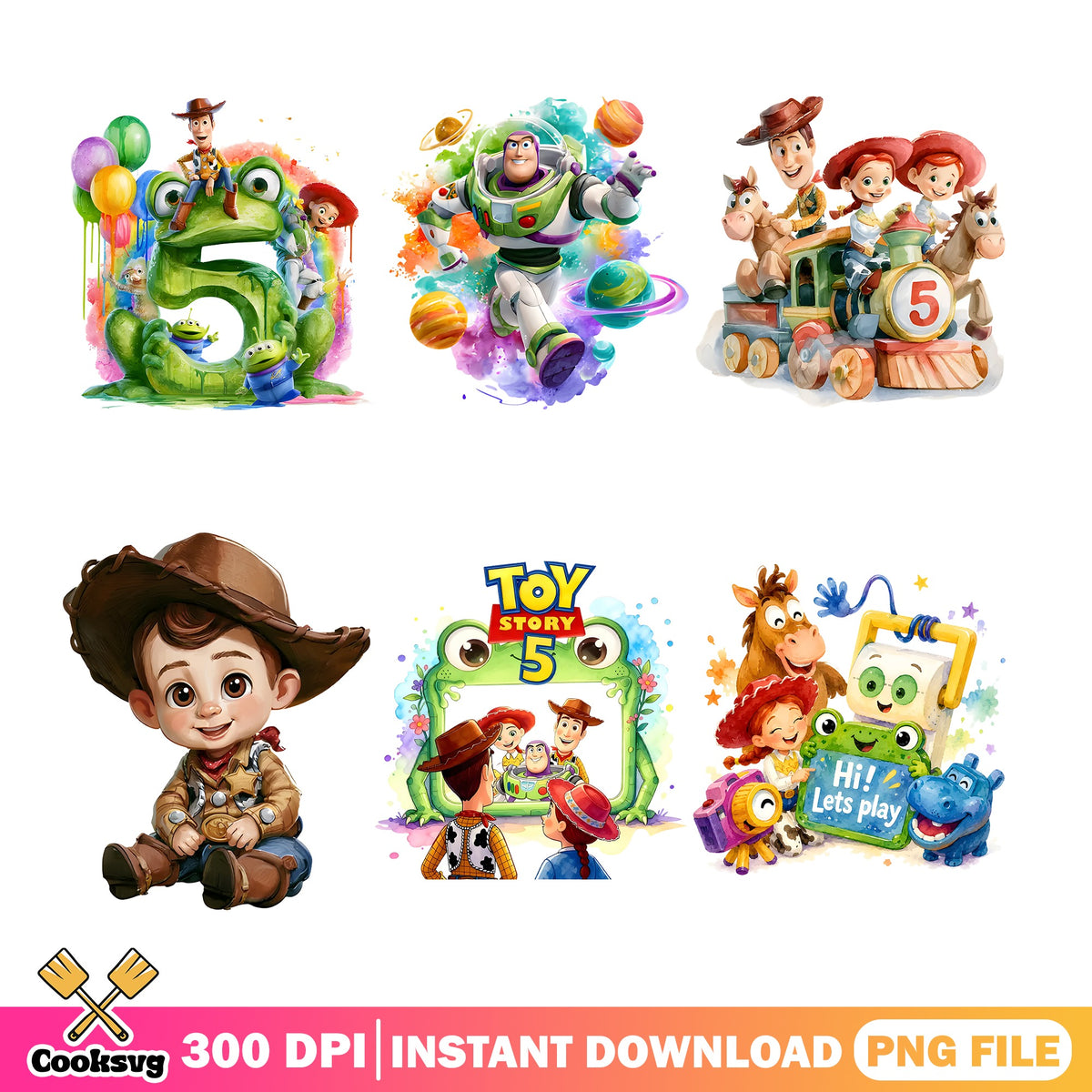 Toy Story 5 PNG Bundle, Woody Buzz Lightyear PNG, Birthday PNG