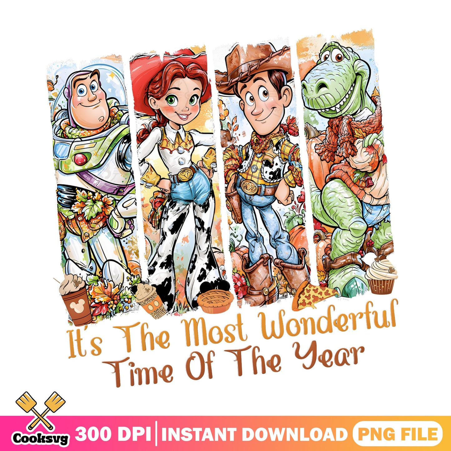 Toy Story Fall PNG, Woody Buzz Lightyear Thanksgiving PNG, Disney PNG