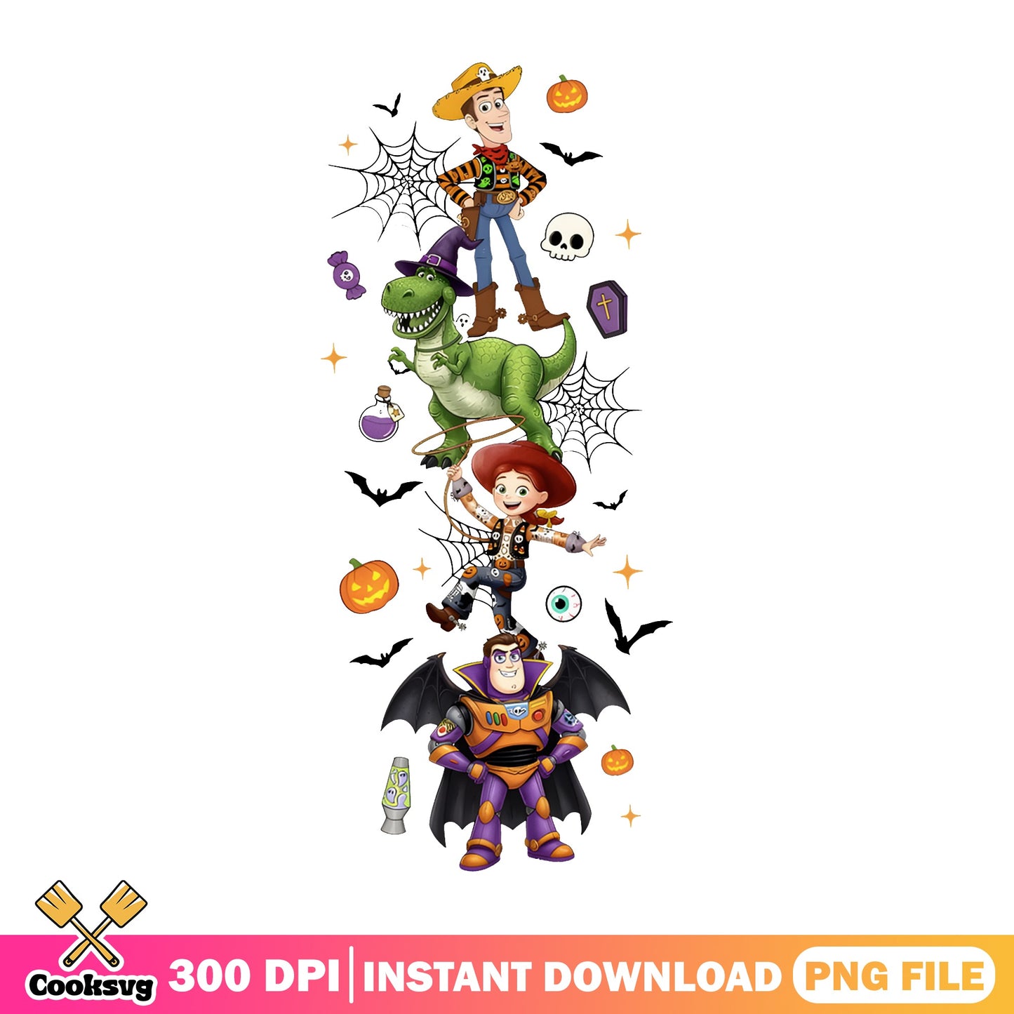Toy Story Halloween Characters Stack PNG, Disney Halloween PNG, Woody Buzz PNG