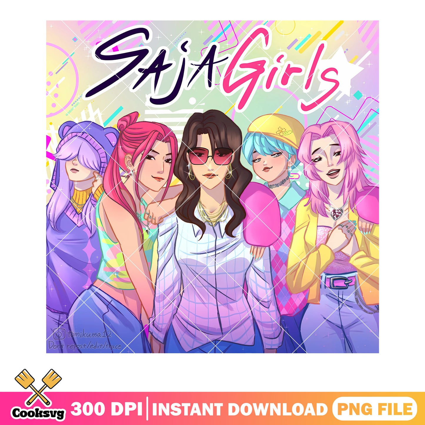 Trap boy Saja girls png, kpop demon hunters png, kpop movie png