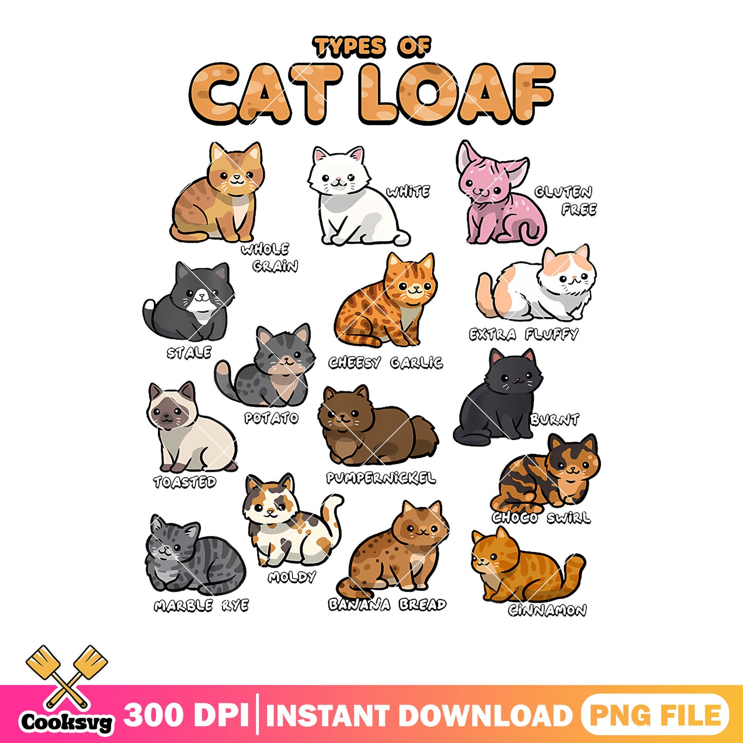 Type of cat loaf png, cute cat design png, cat memes png