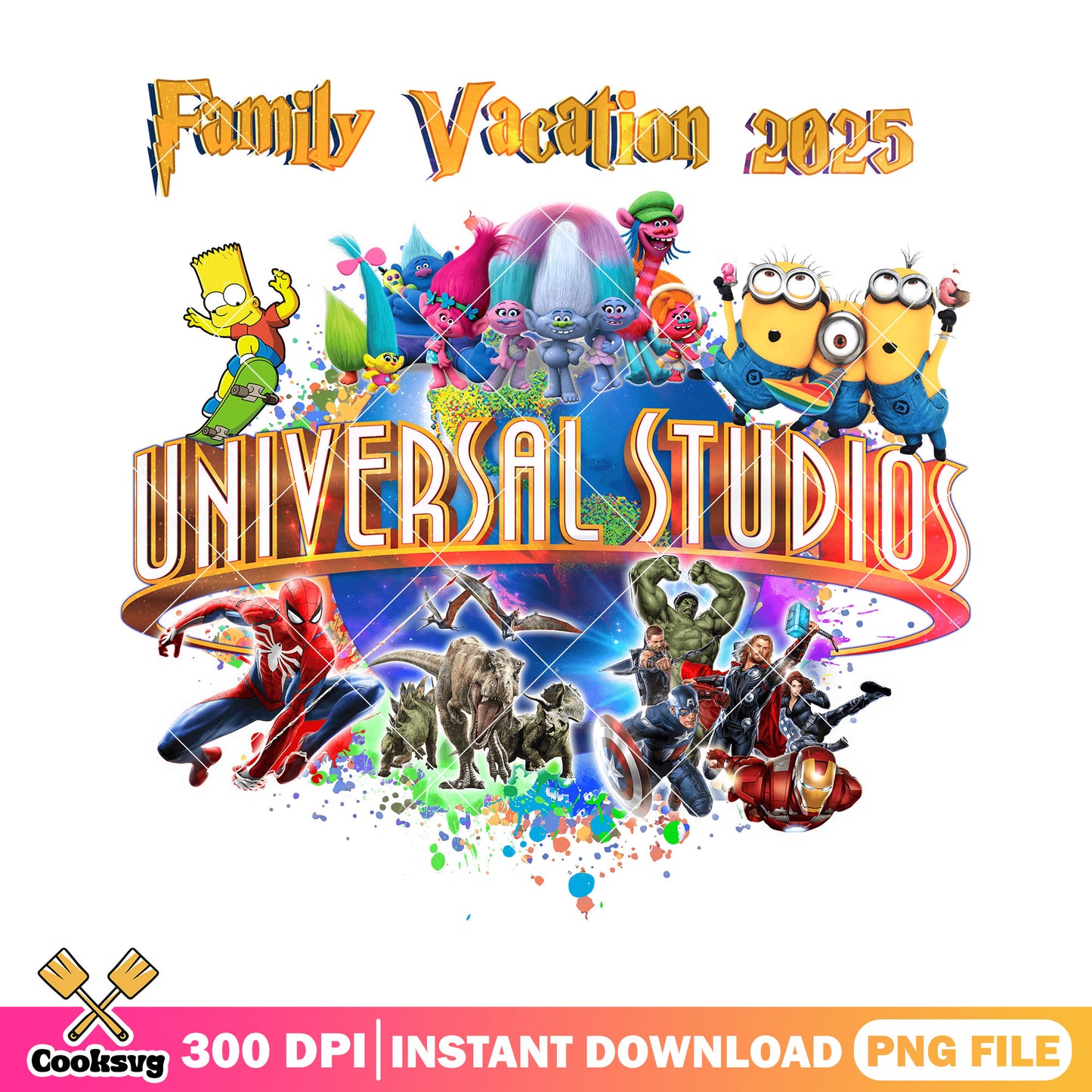 Universal studios character file png, family vacation png