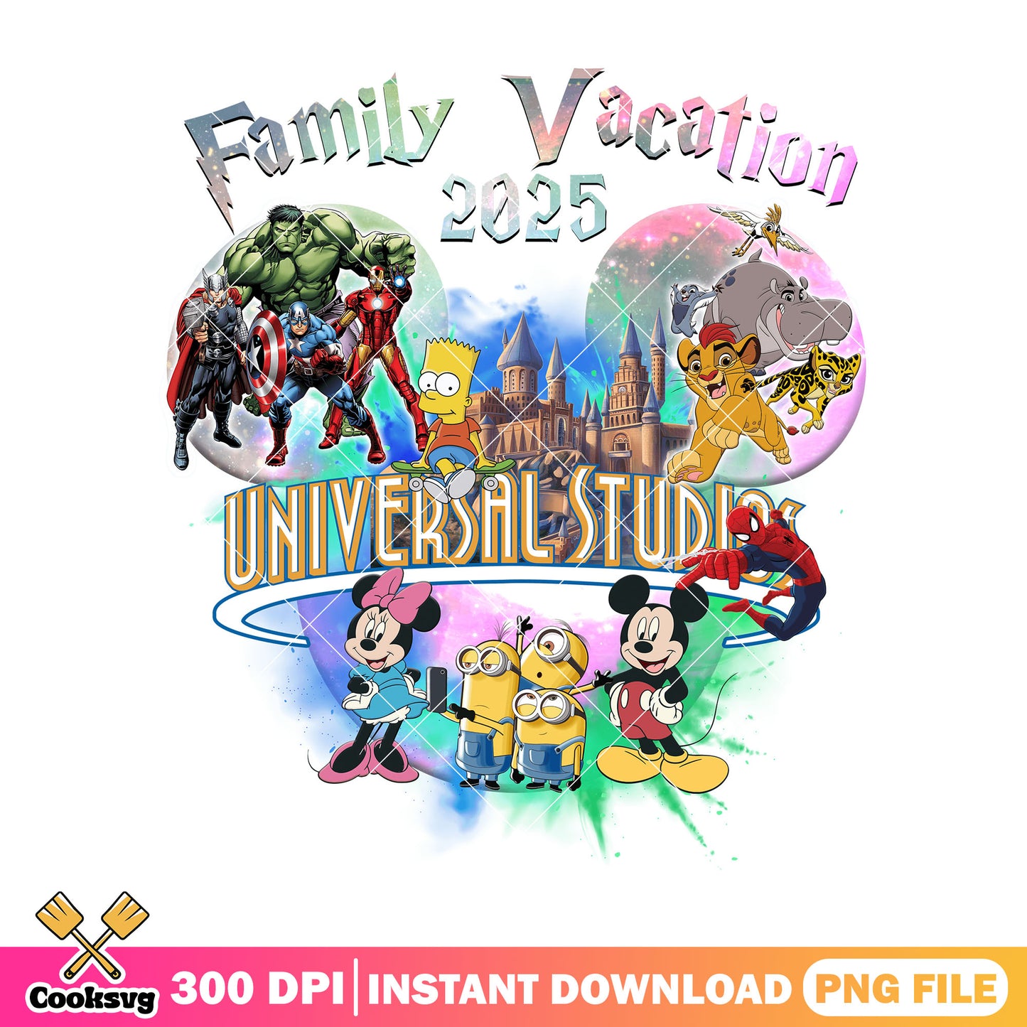 Universal studios character mickey png, family vacation png