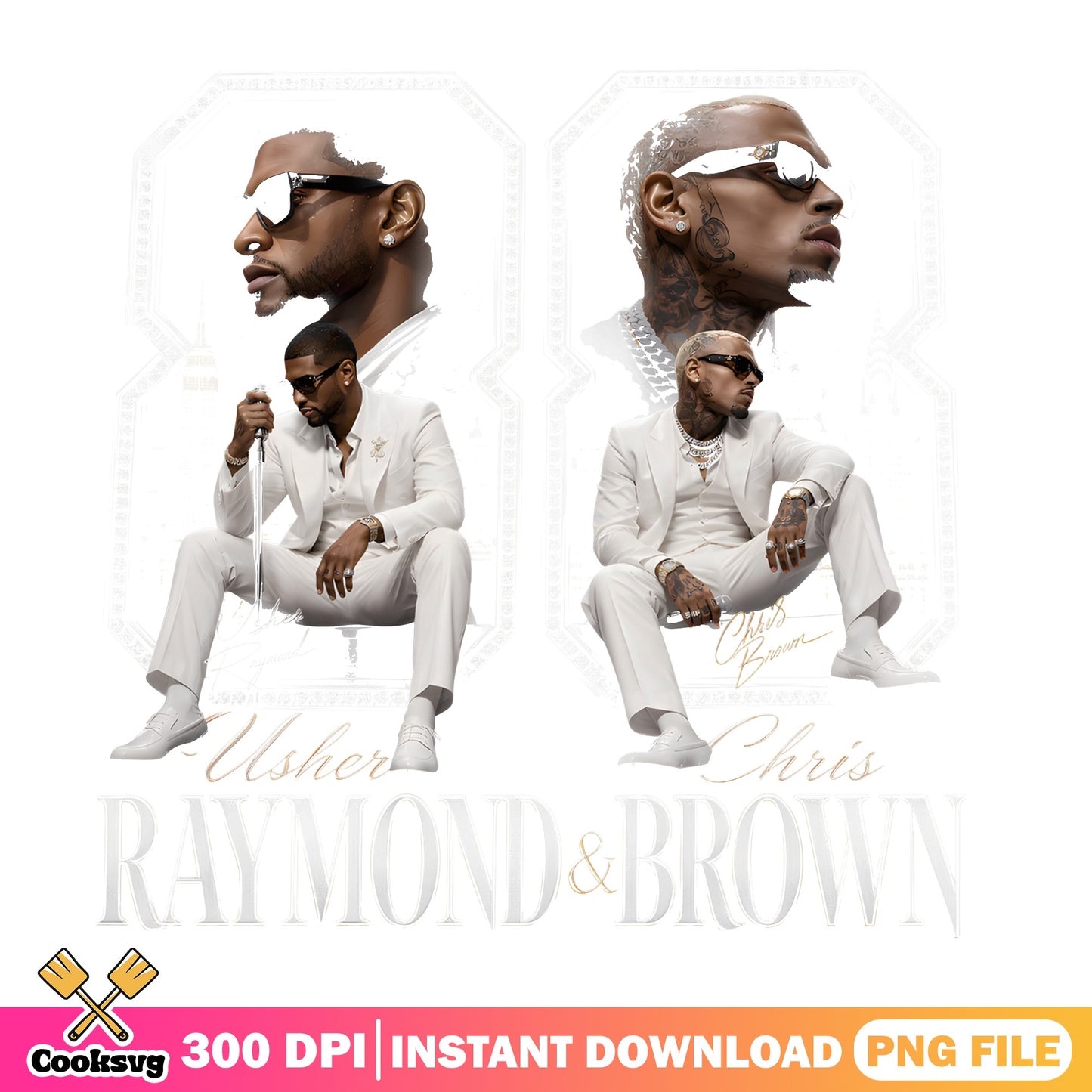 Usher And Chris Brown PNG, Raymond And Brown PNG, Rap PNG