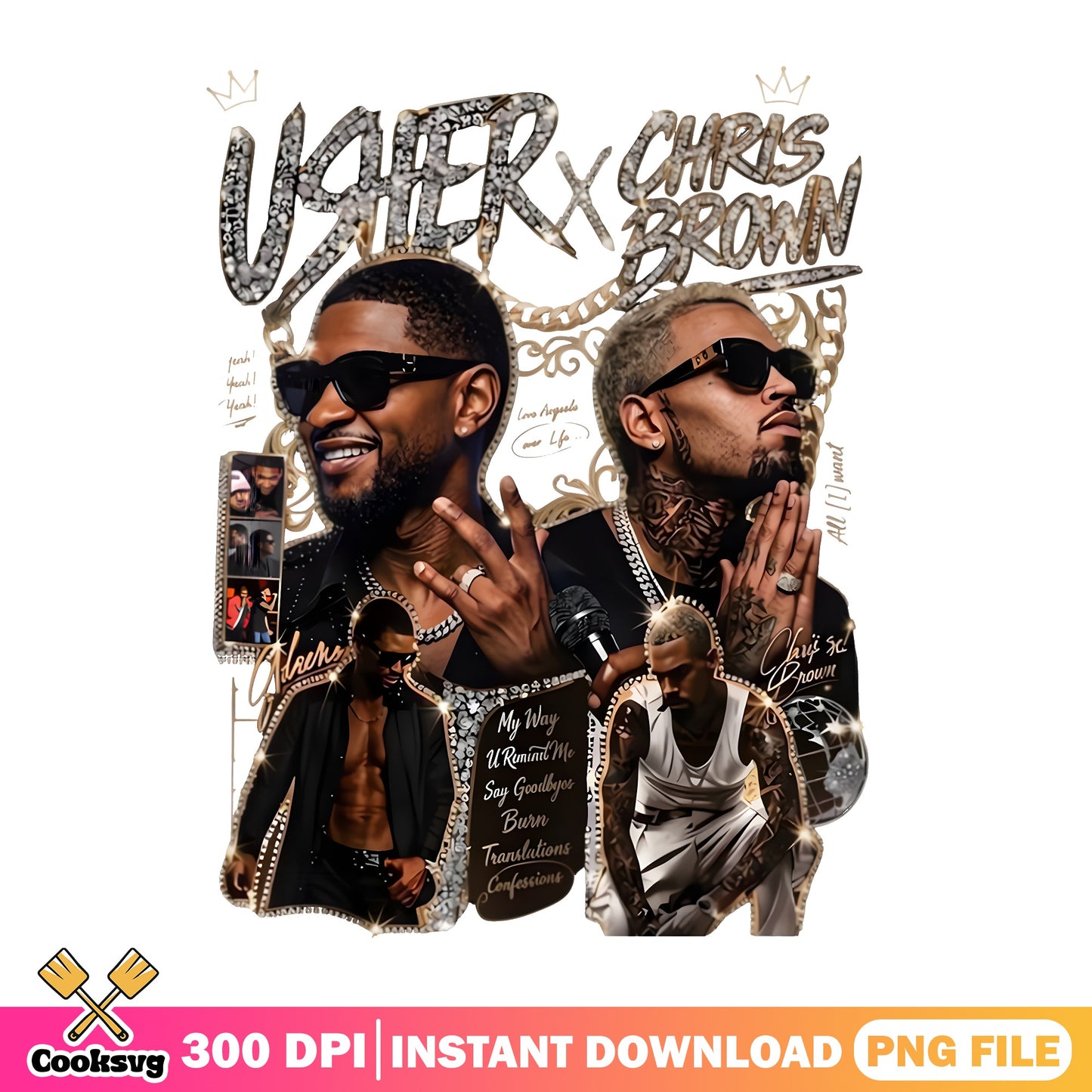 Usher X Chris Brown Rap Bootleg PNG, RnB Singer PNG, Music Fan PNG