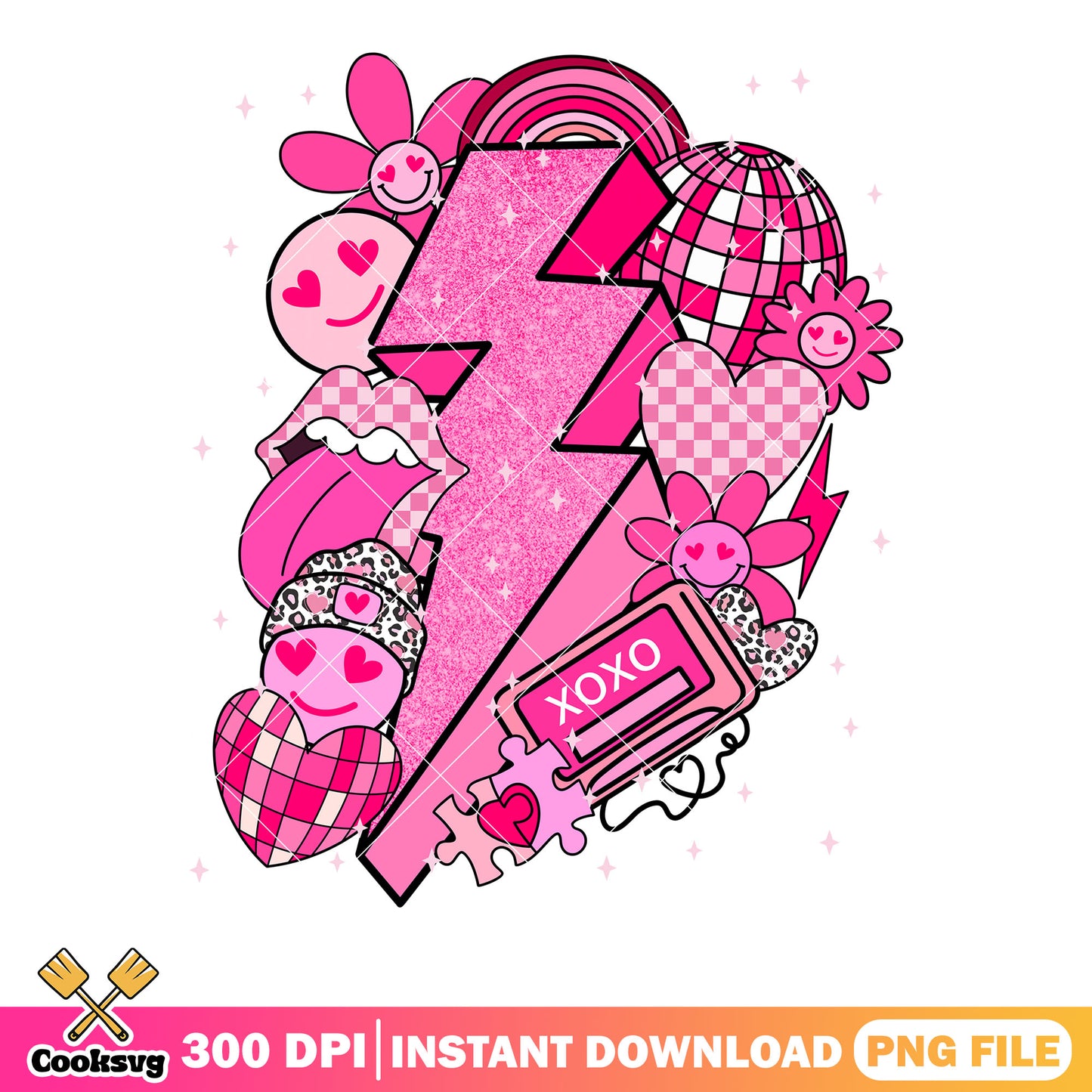 Valentine bolt poster png, valentines poster png, valentines vibes png