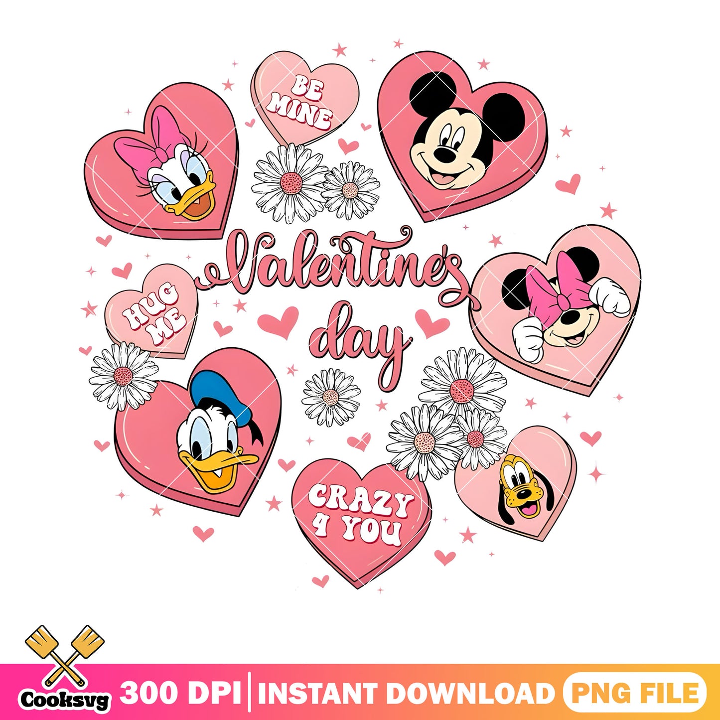 Valentine disney character png, mickey and friends png, disney valentine png
