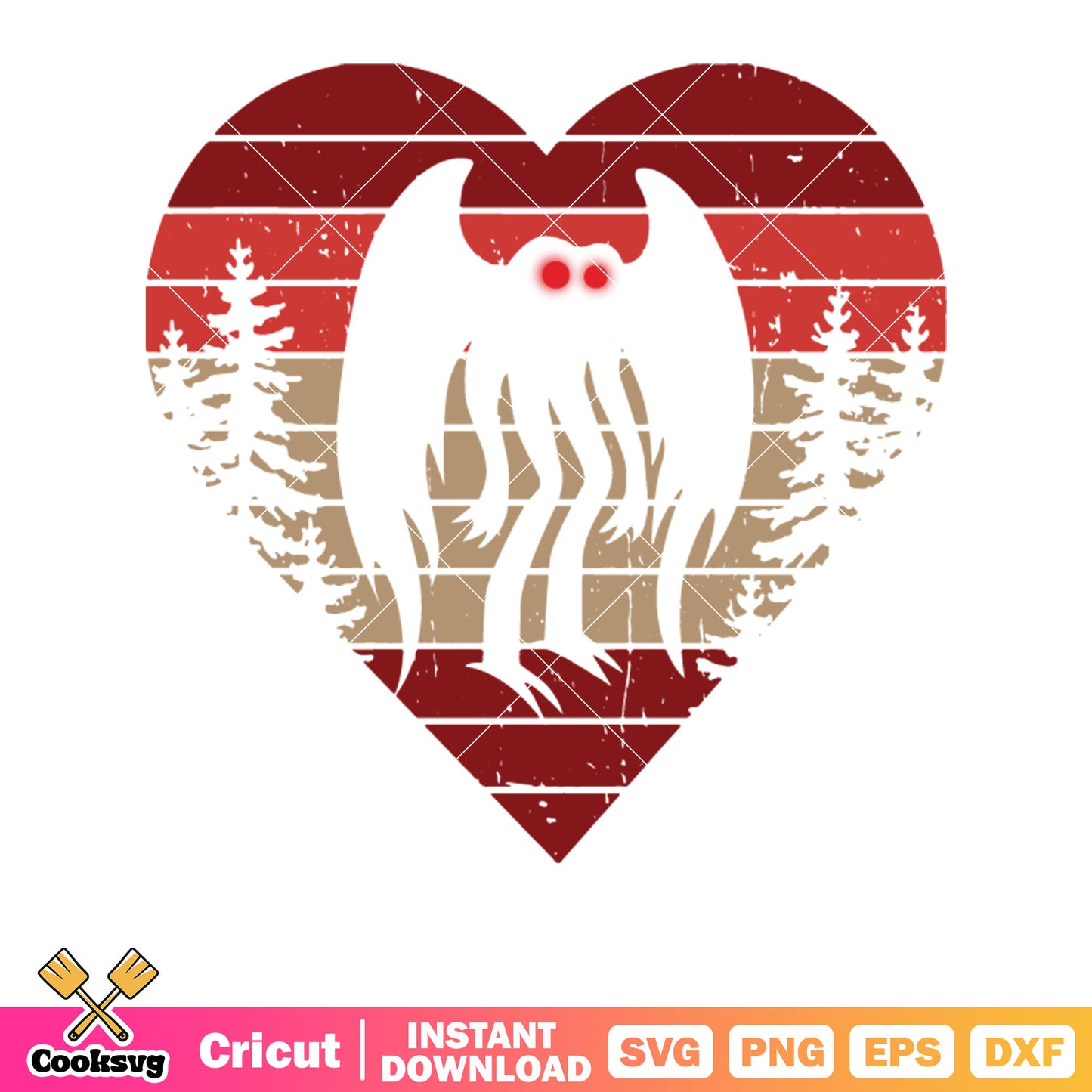 Valentine heart mothman svg, the mothman svg, valentine heart svg