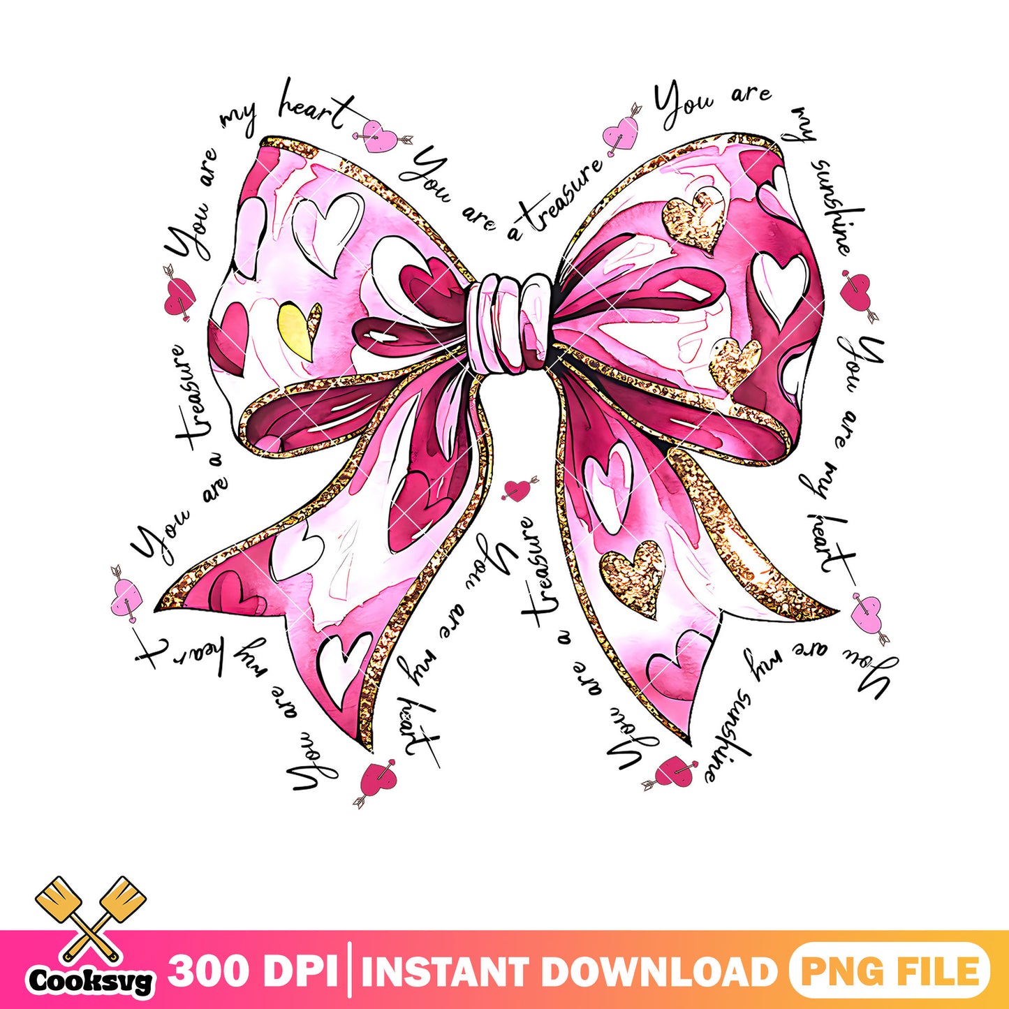 Valentines you are treasure png, valentines gifts png, valentines bow png