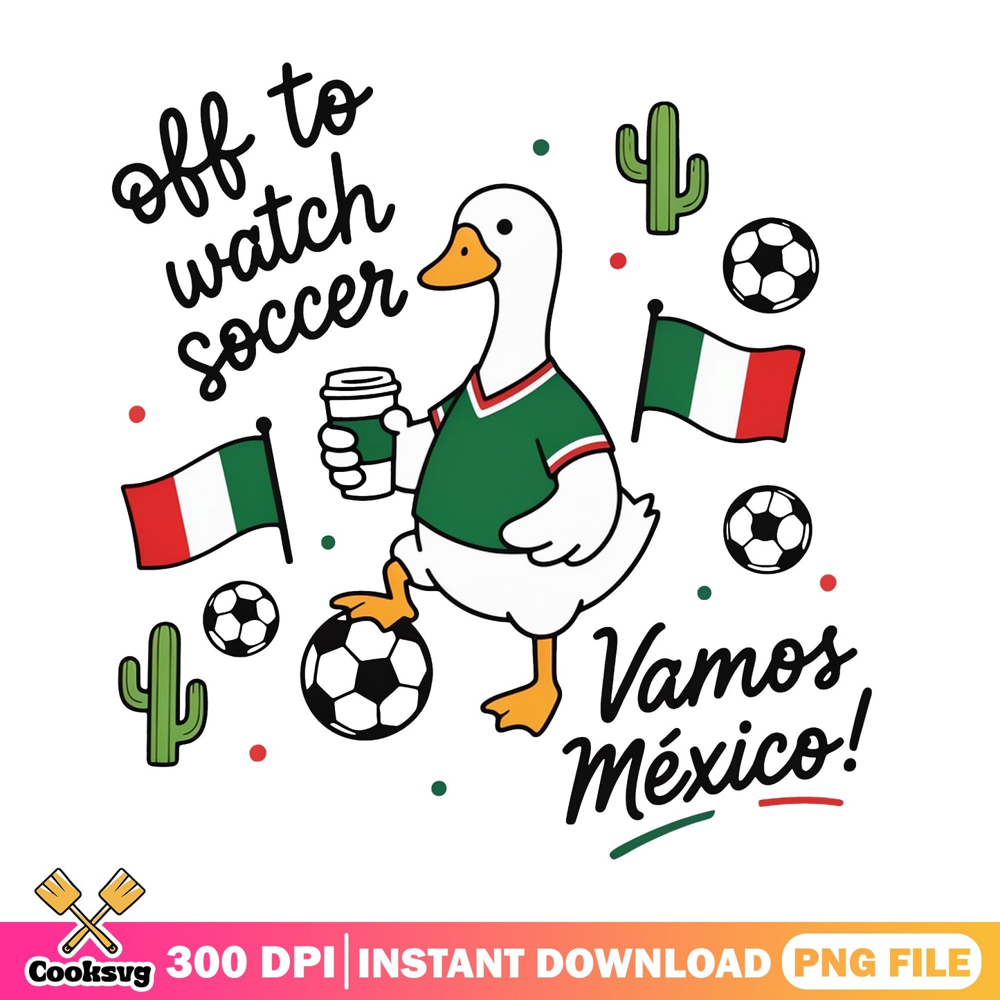 Vamos Mexico Soccer Duck PNG, Mexico Football PNG, Cute Duck PNG