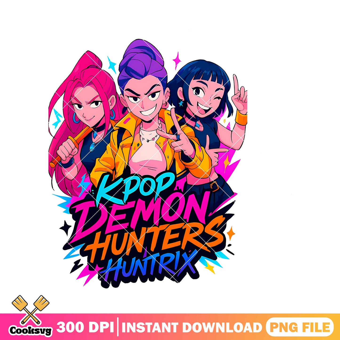 Vibrant design huntrix png, kpop demon hunters png, kpop huntrix png
