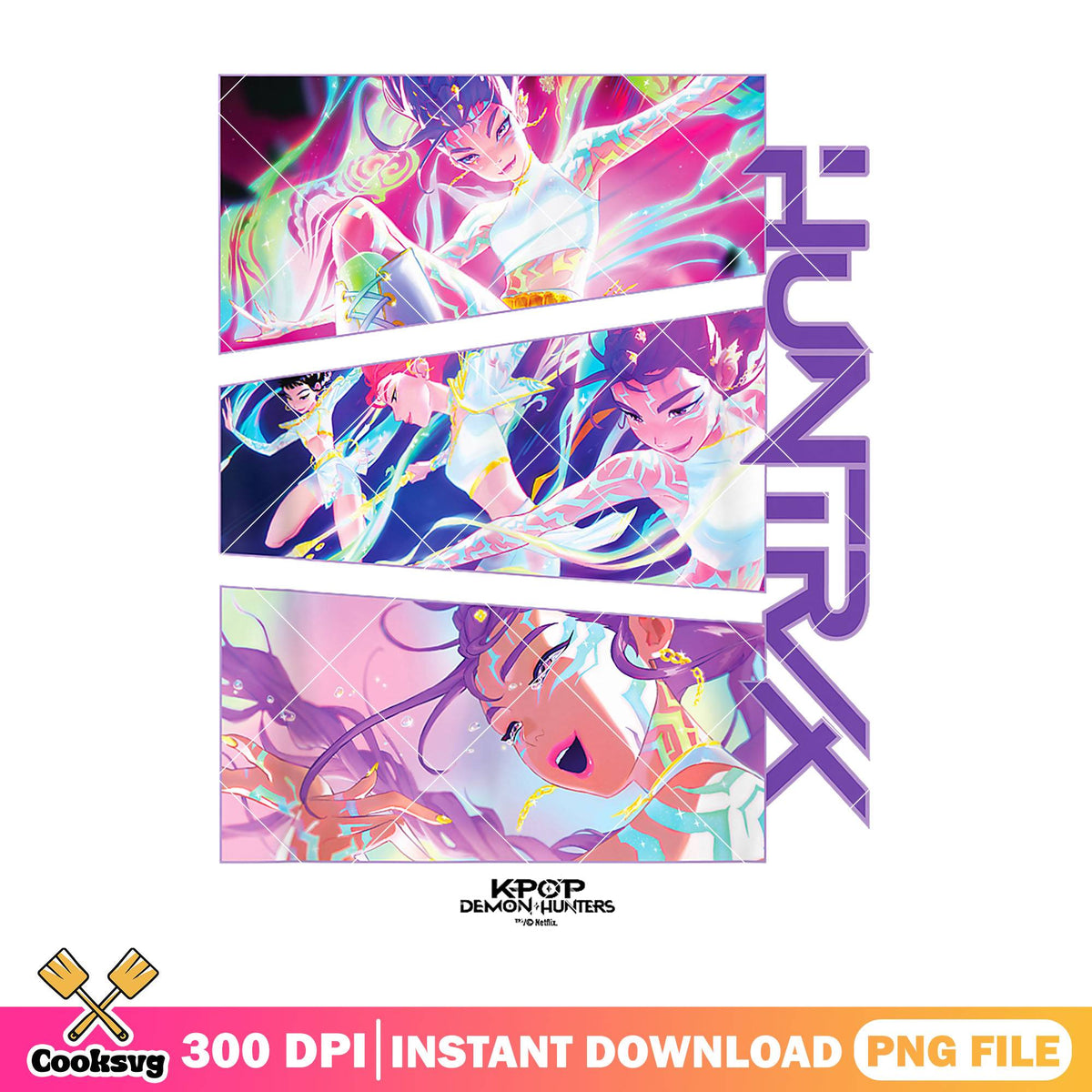 Vibrant design huntrix poster png, huntrix song png, kpop hunters png