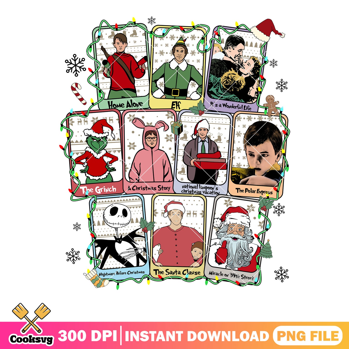 Vintage Christmas Movies 2 png, jack skelington png, santa claus png