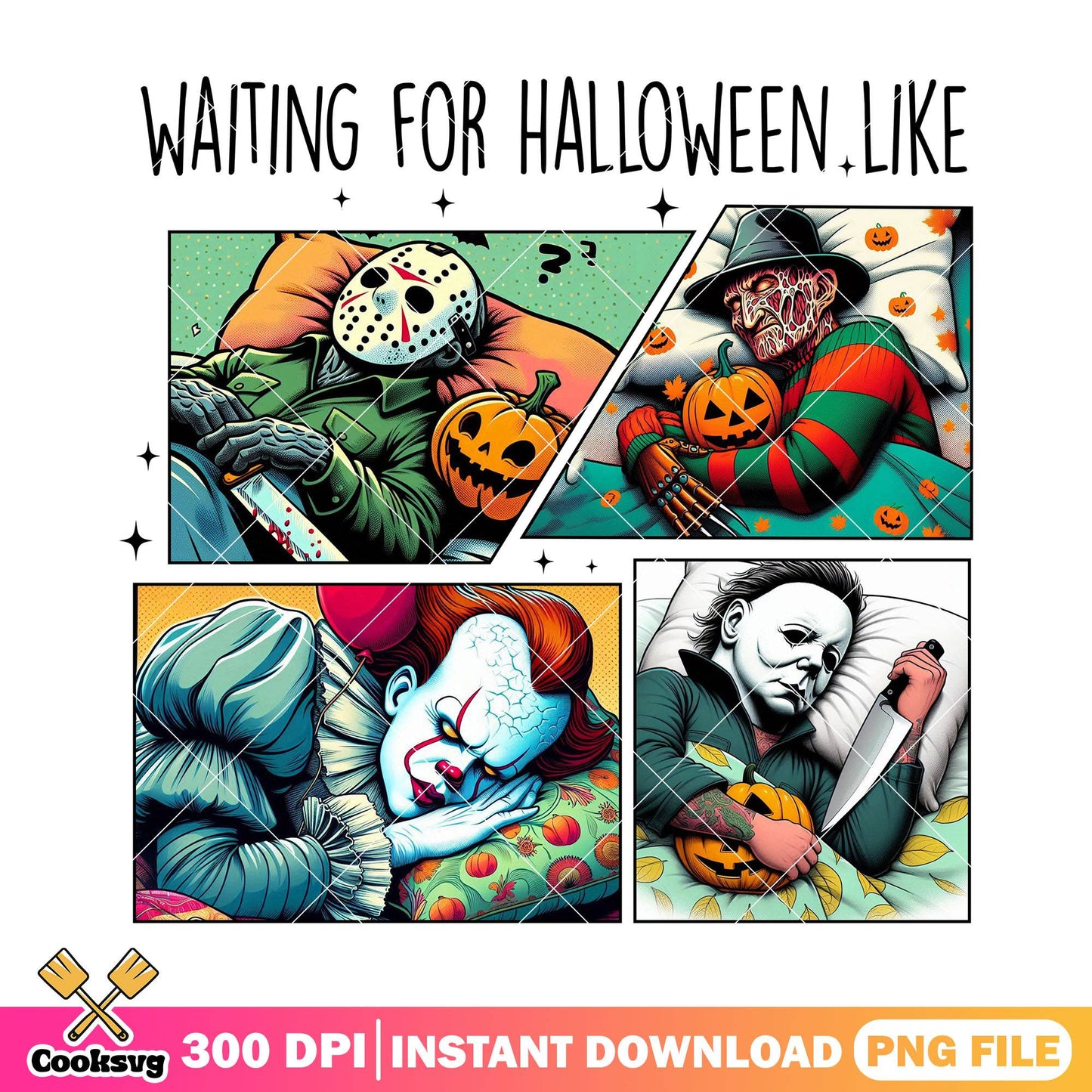 Waiting halloween like png, scary killers png, halloween colors png