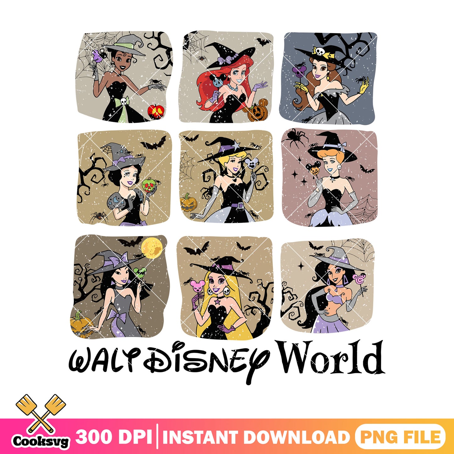 Walt disney world on halloween day png, disney princess png, halloween costumes png