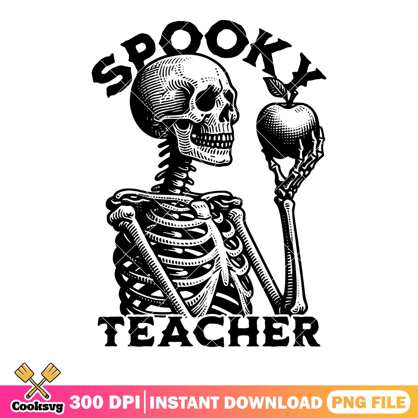 White skeleton apple png, black and white art png, scary halloween png