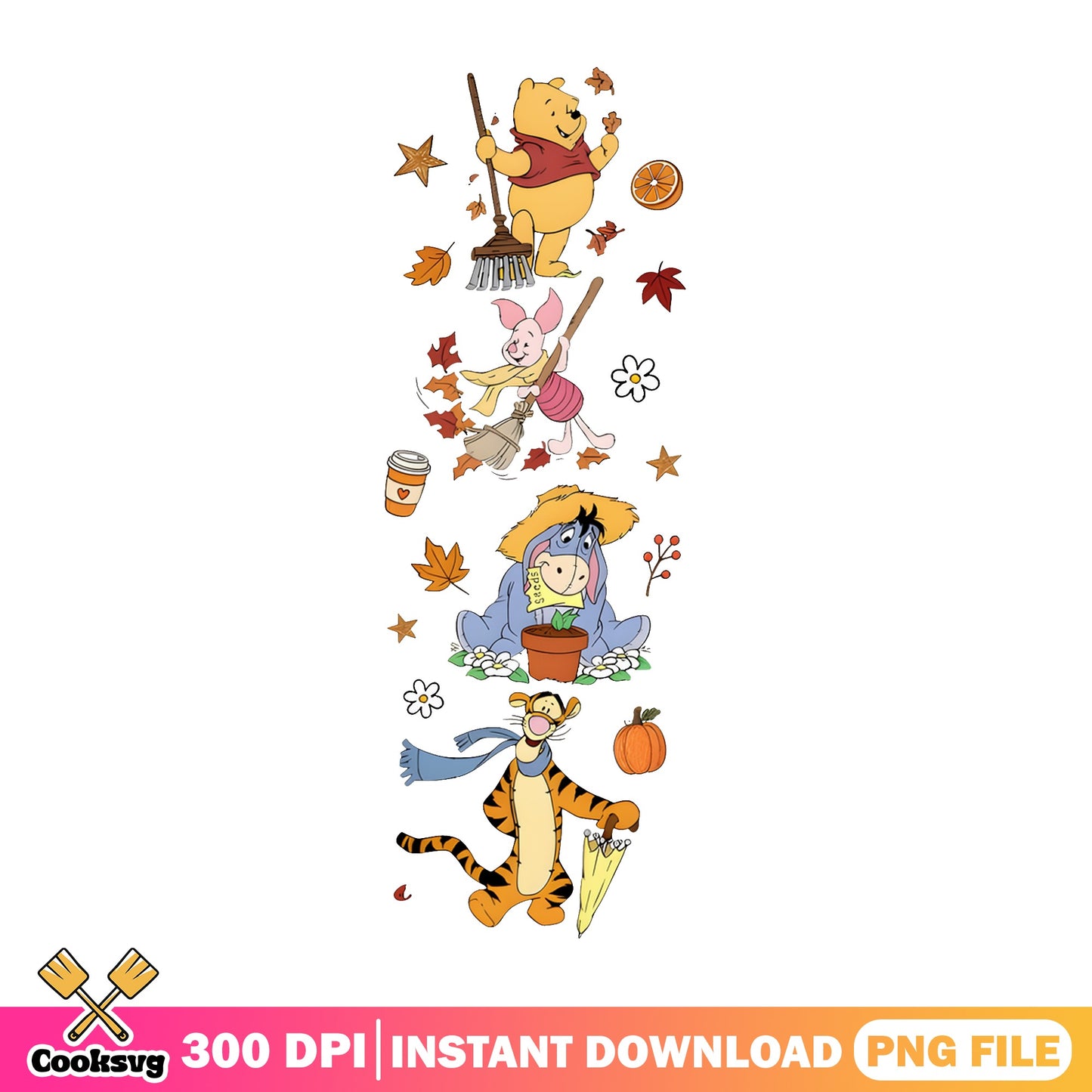Winnie The Pooh Fall PNG, Disney Autumn Friends PNG, Tigger PNG