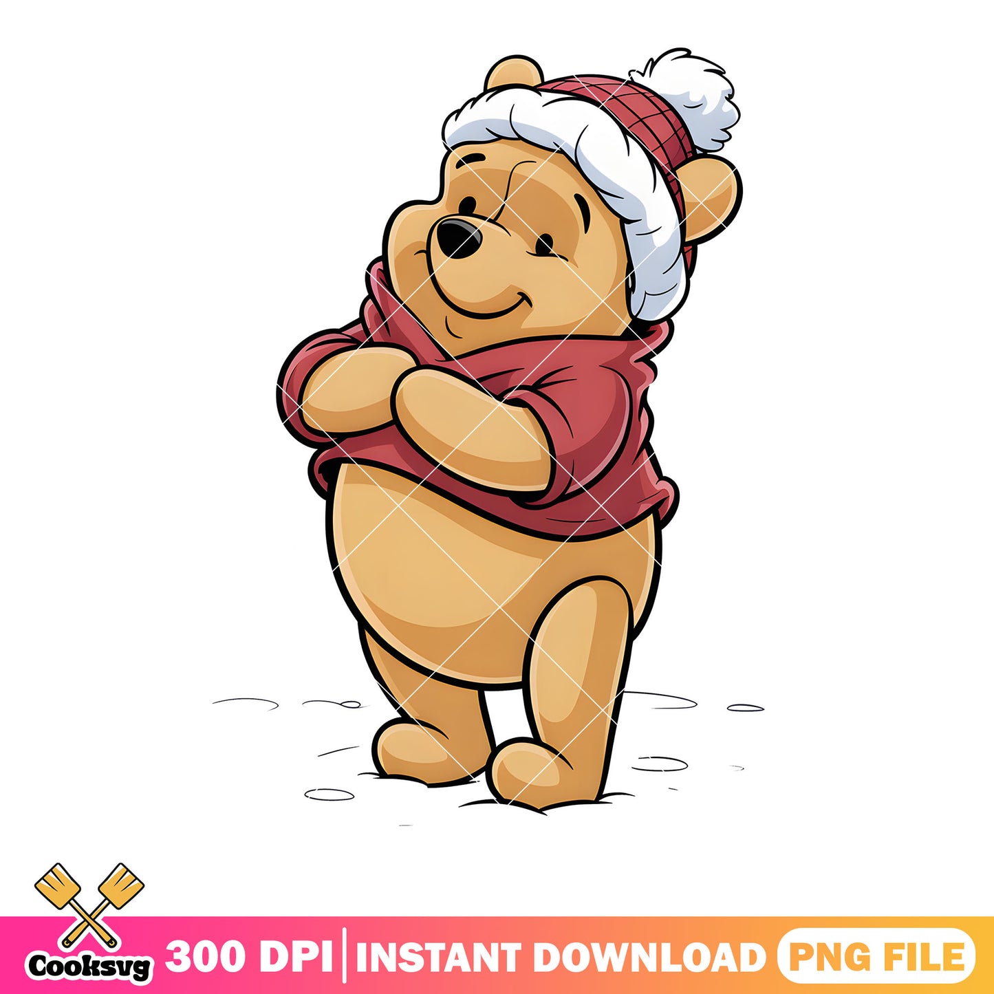 Winter vibes pooh bear poster png, pooh bear png, pooh poster png