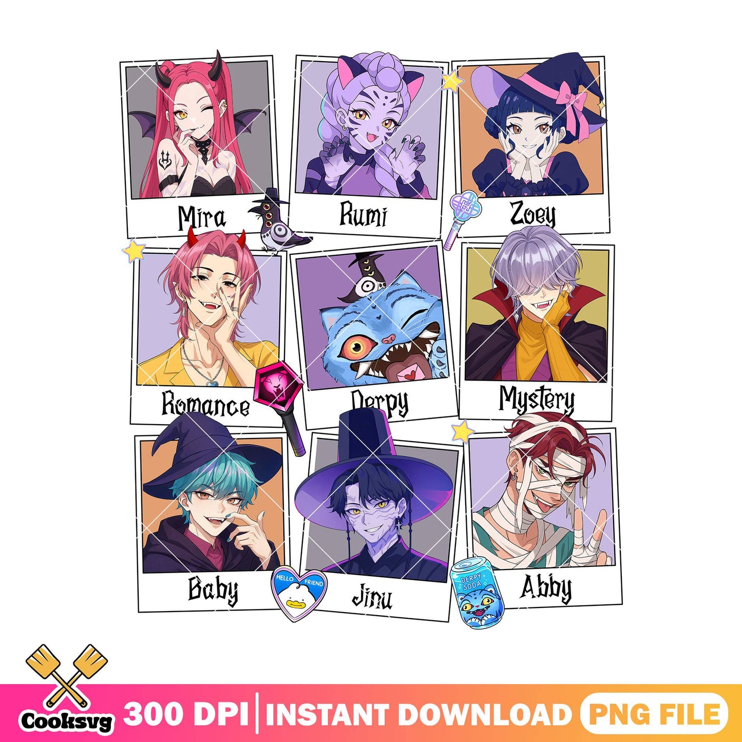 Witch demon hunters png, kpop demon hunters png, halloween spirit png