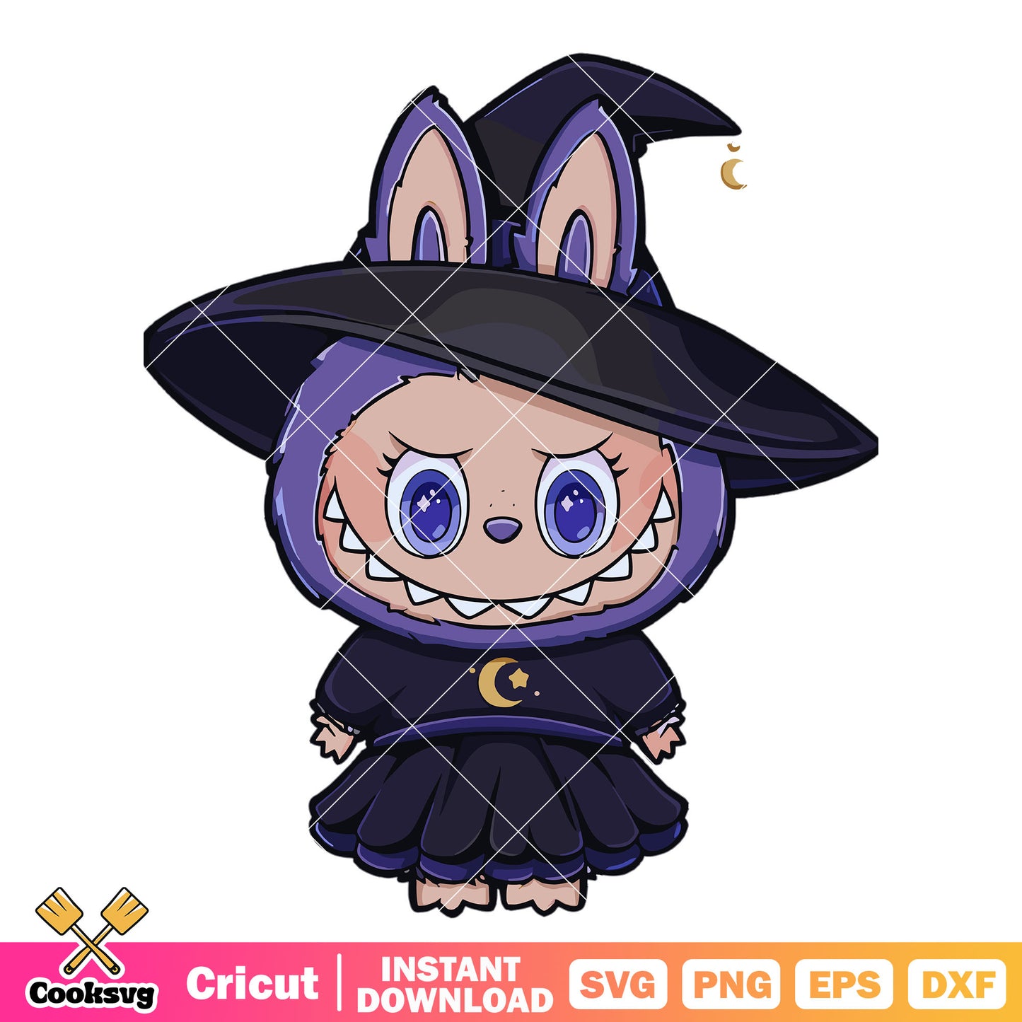 Witch labubu costume svg, labubu witch svg, labubub halloween svg