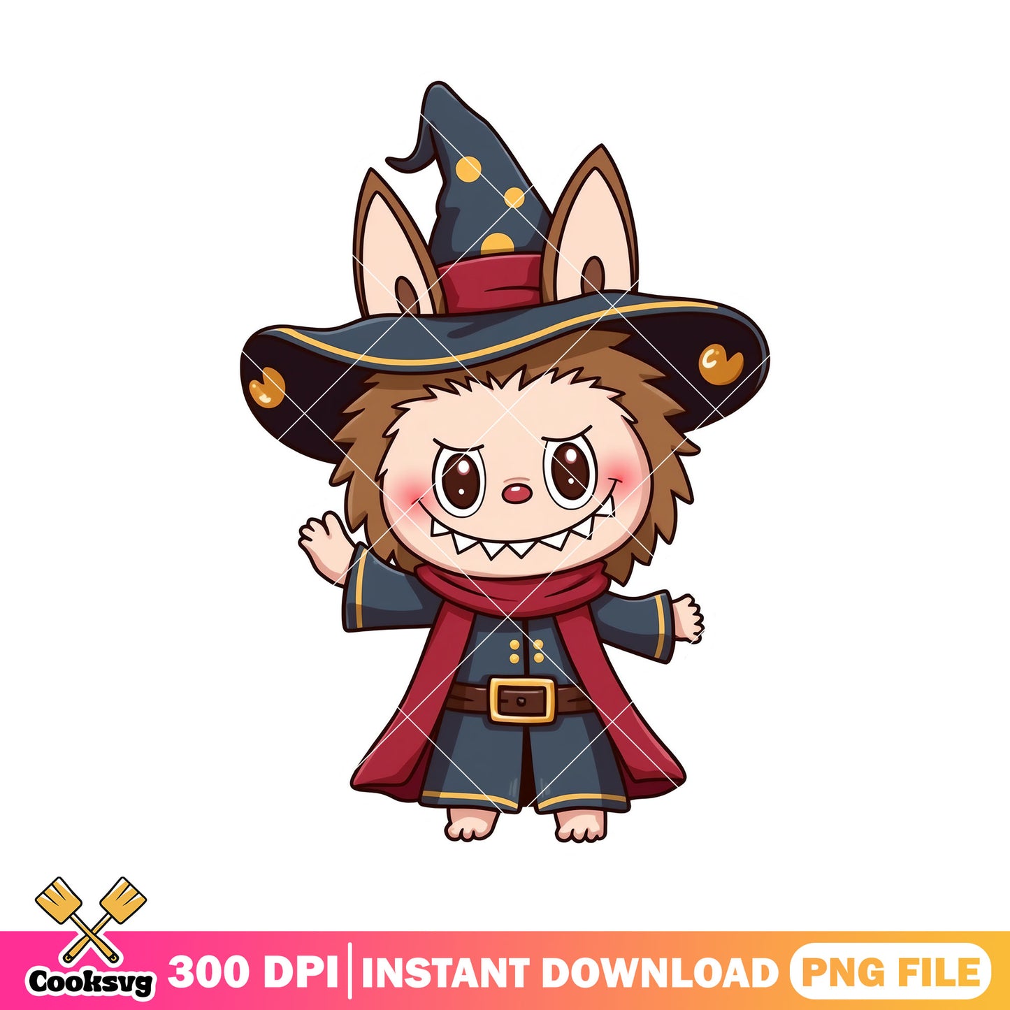 Witch labubu monster png, labubu happy png, labubu popmart png