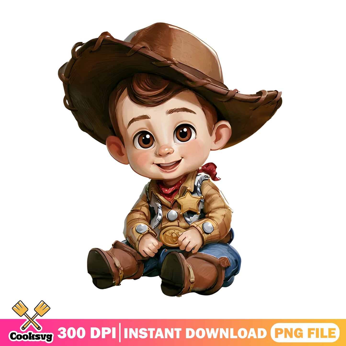 Woody Toy Story Baby PNG, Disney Pixar Clipart, Cowboy Sheriff PNG