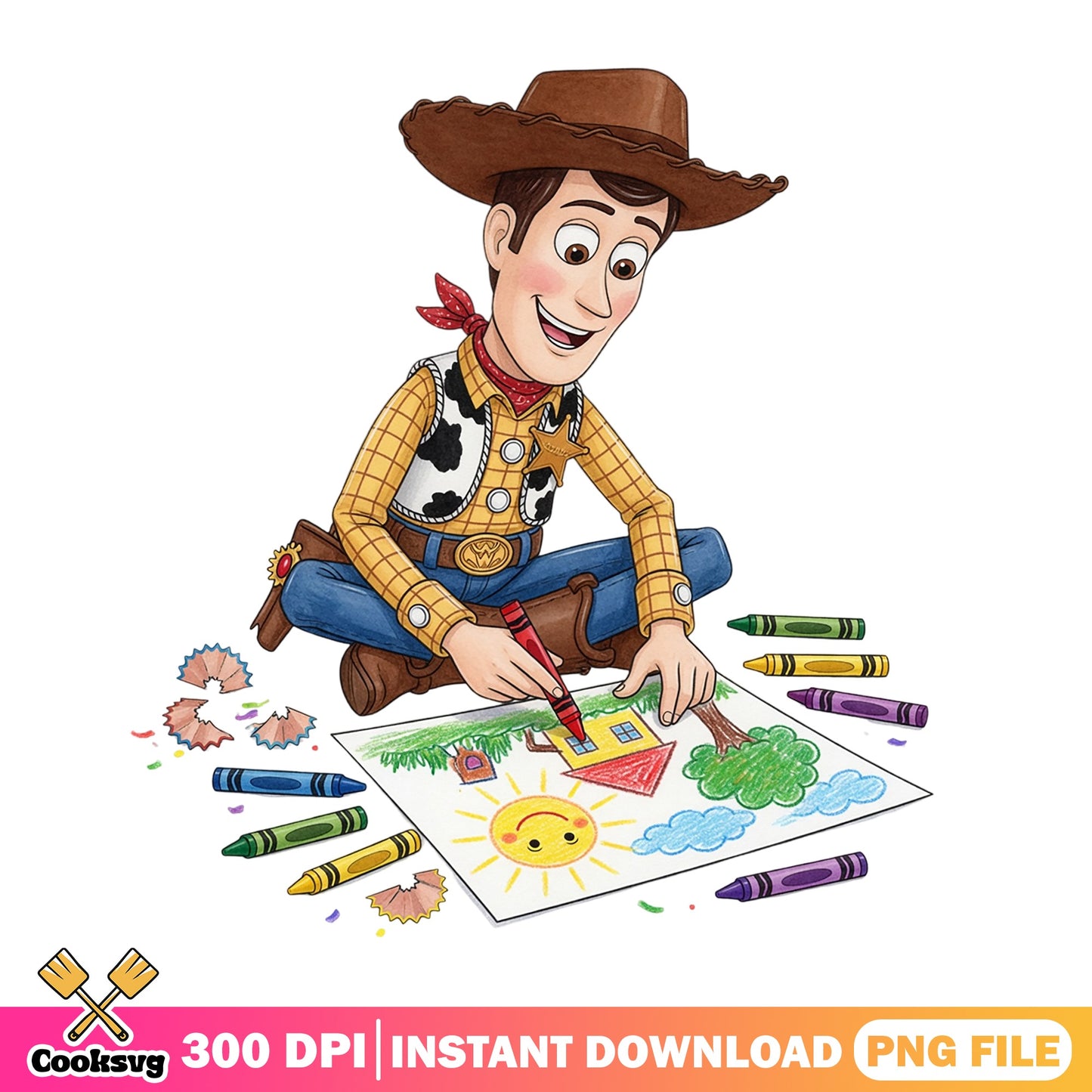 Woody Toy Story Drawing With Crayons PNG, Disney PNG, Toy Story PNG