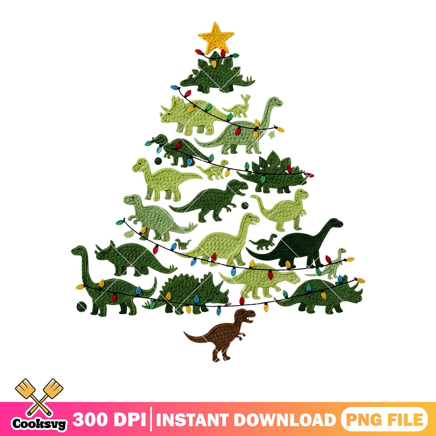 Xmas decor dinosaur png, christmas stringlight png, merry christmas png