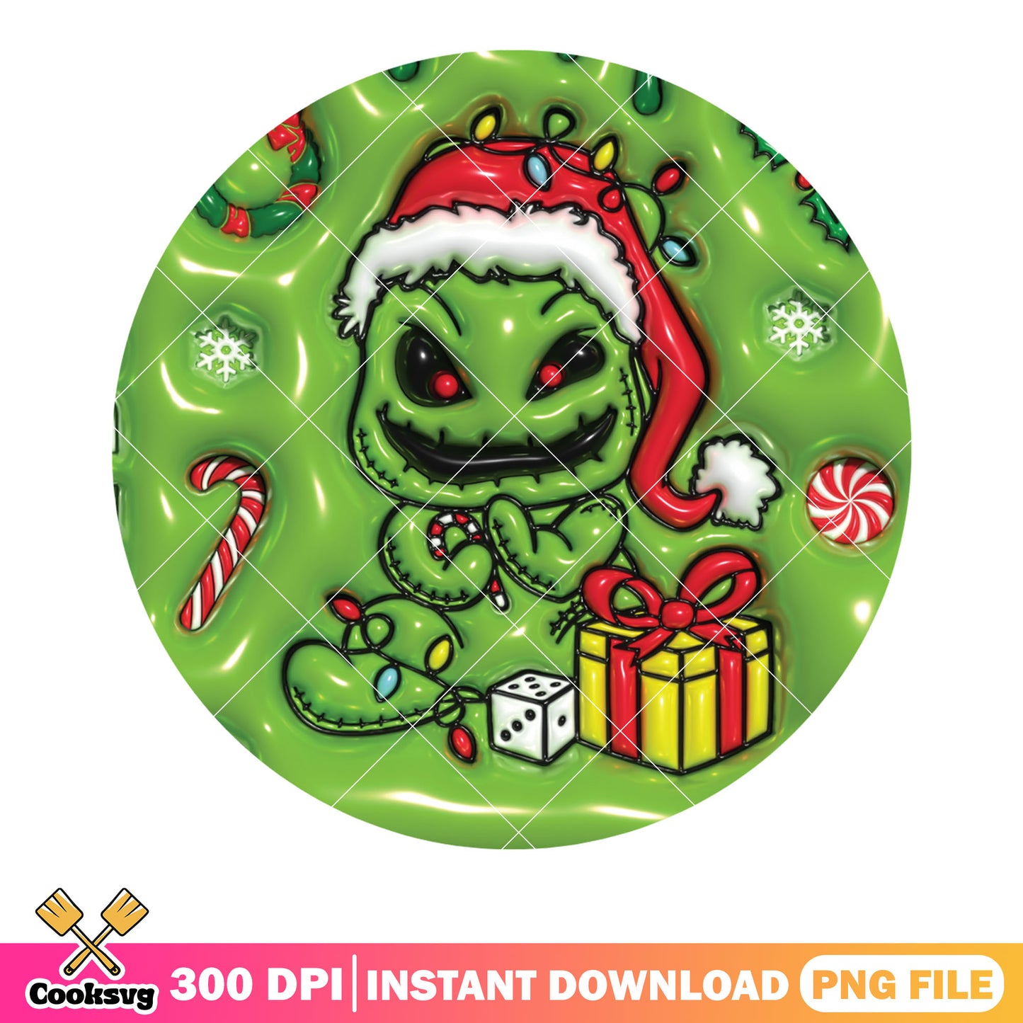 Xmas horror card png, the night before christmas png, oogie boogie png