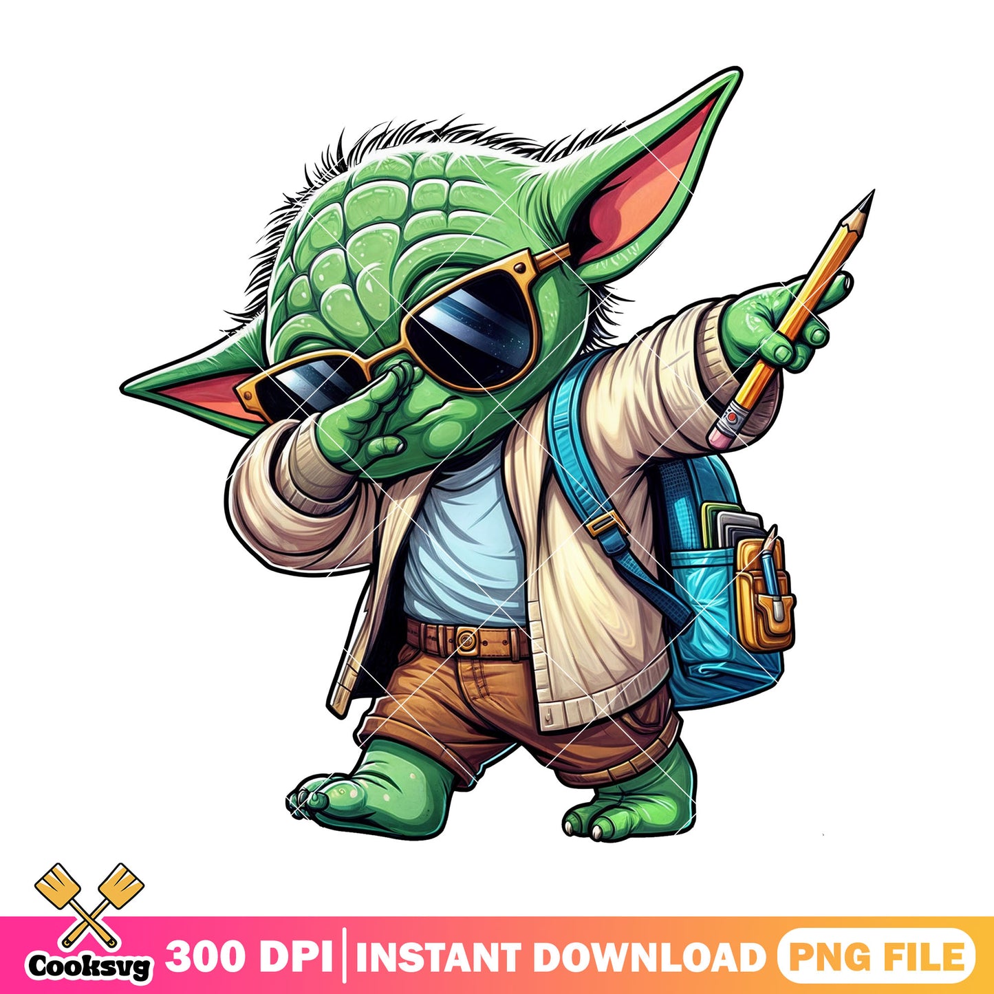 Yoda sunglasses design png, back to school png, star war character png