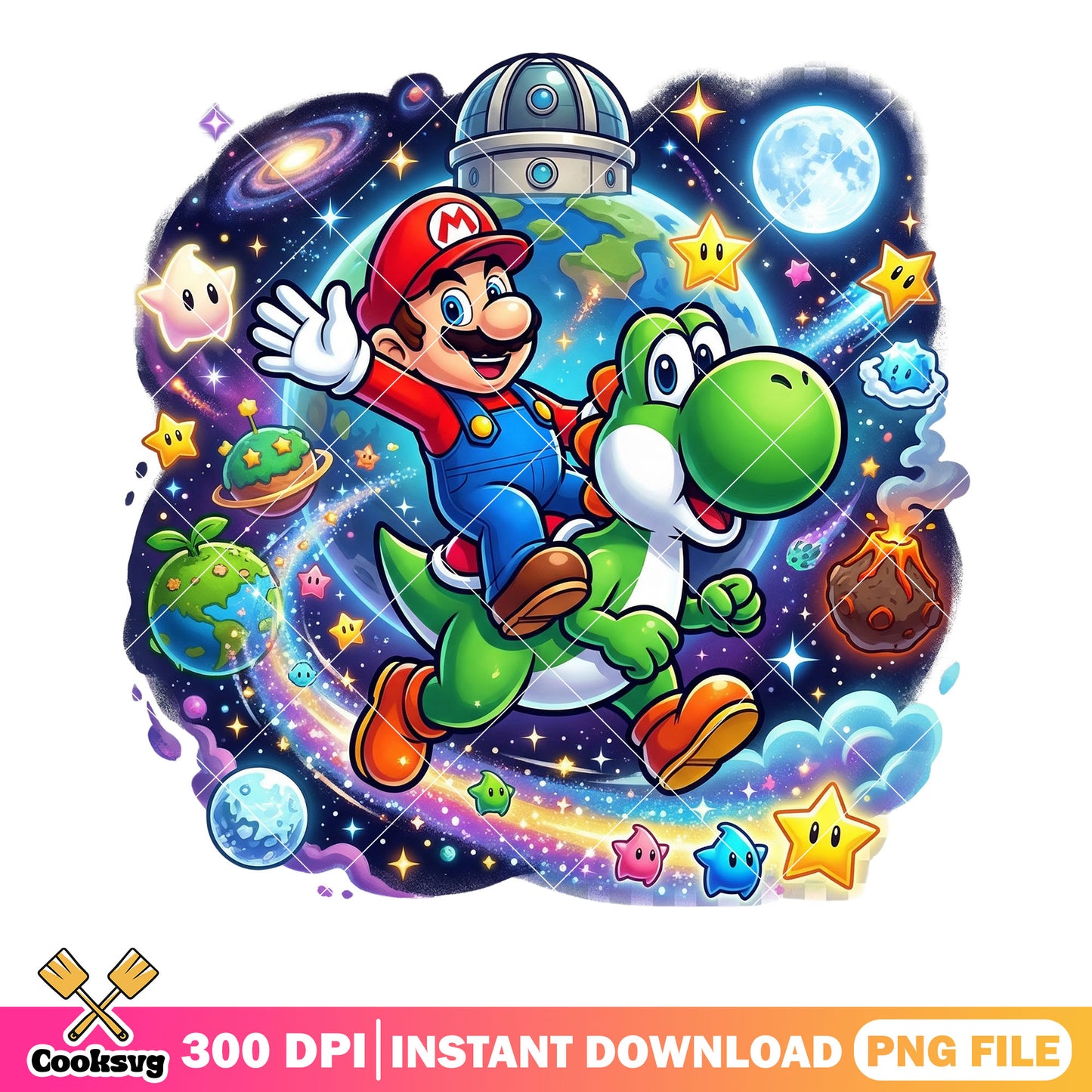 Yoshi pet mario png, super mario galaxy png, mario and yoshi png