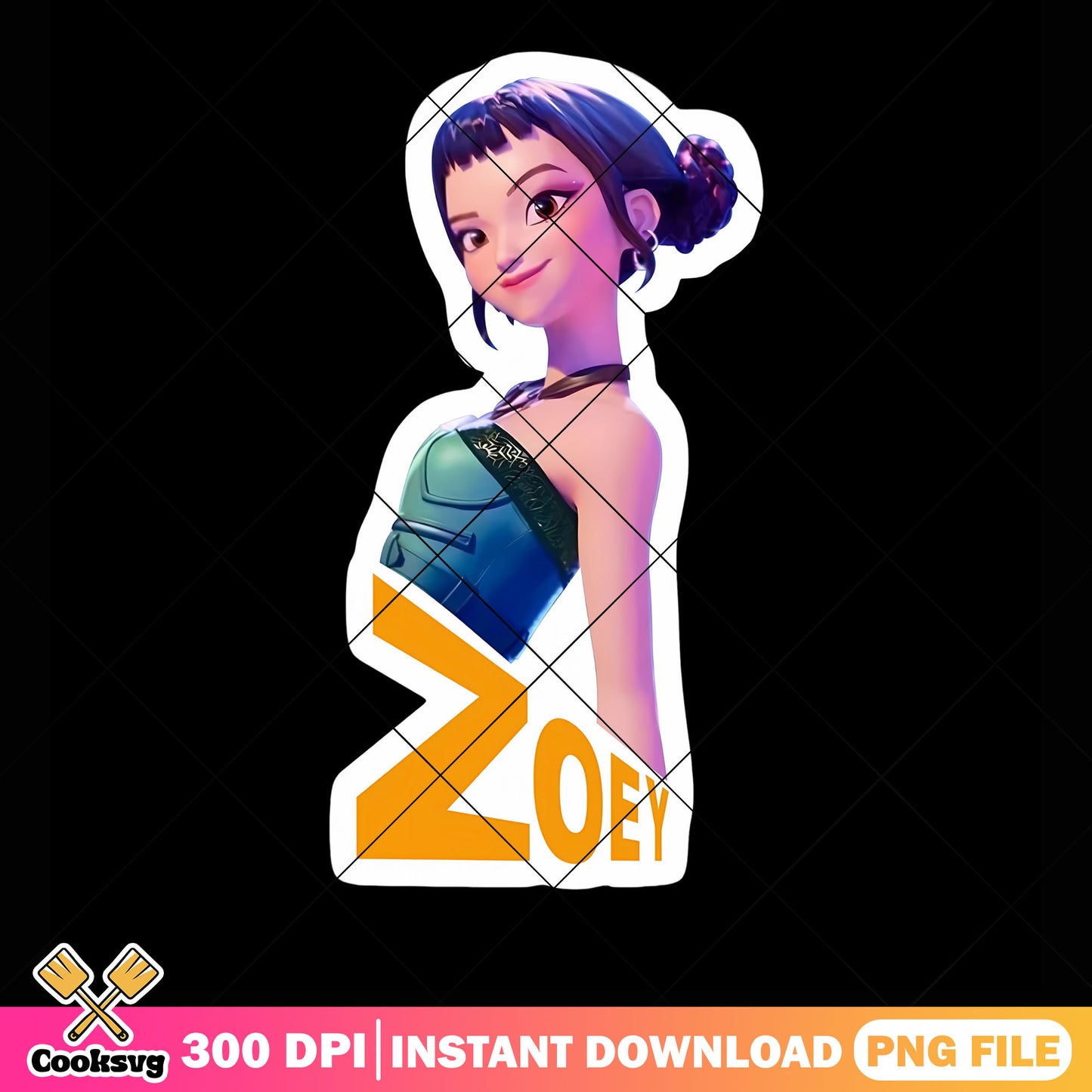 Zoey Sticker huntrix png, zoey huntrix png, kpop demon hunters png