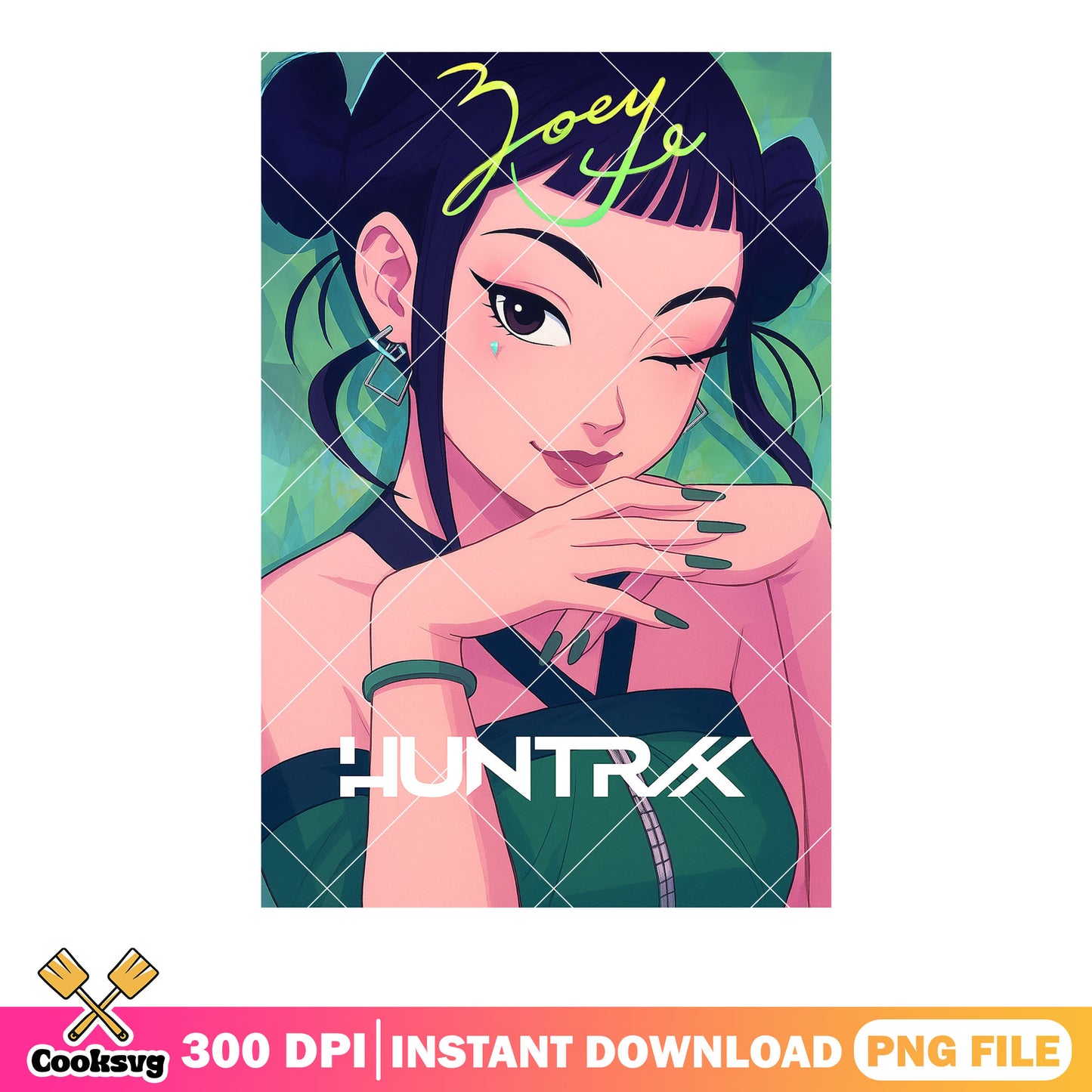 Zoey poster huntrix png, huntrix zoey png, kpop demon hunters png