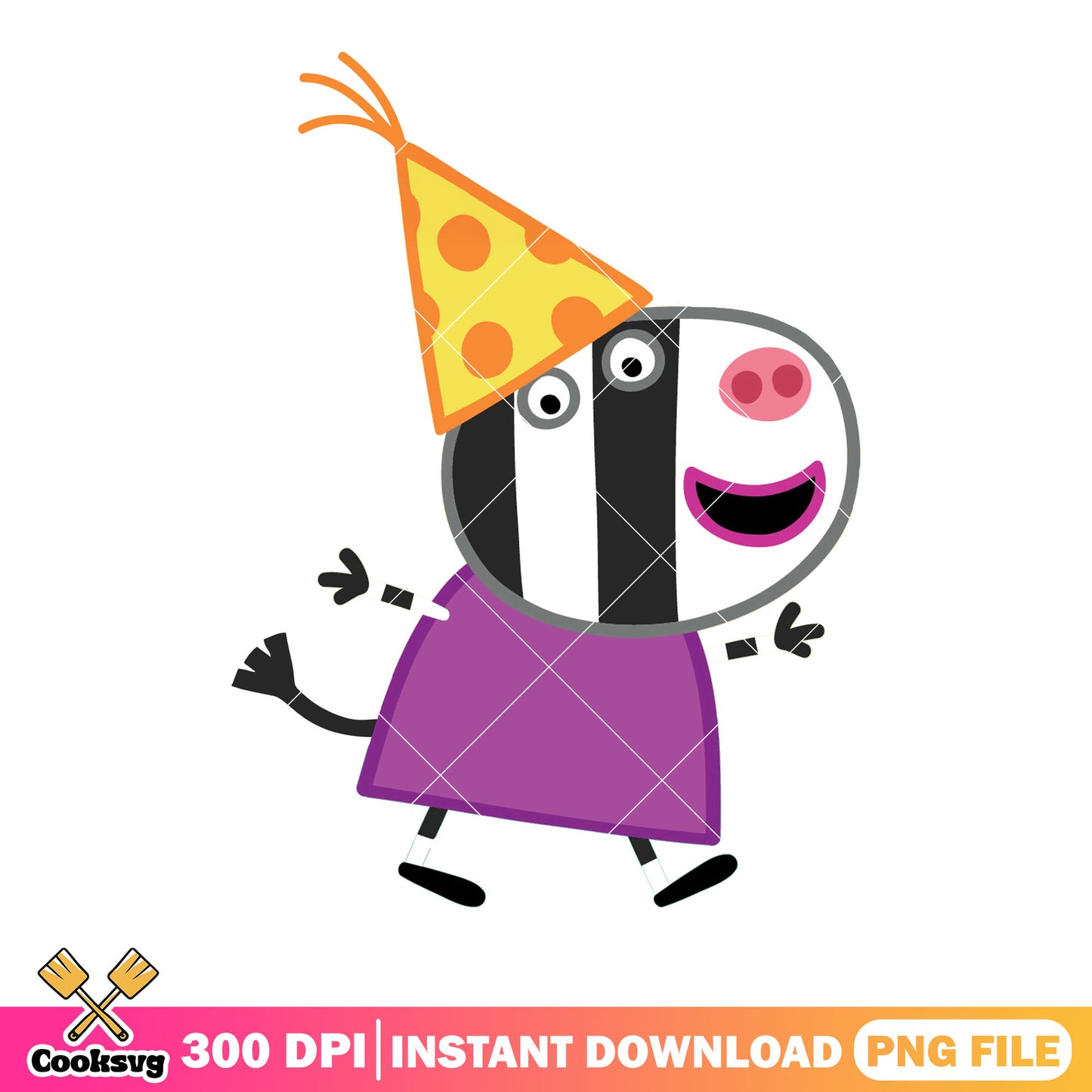 Zoe zebra party yeloow hat png, show for kids png, peppa pig show png