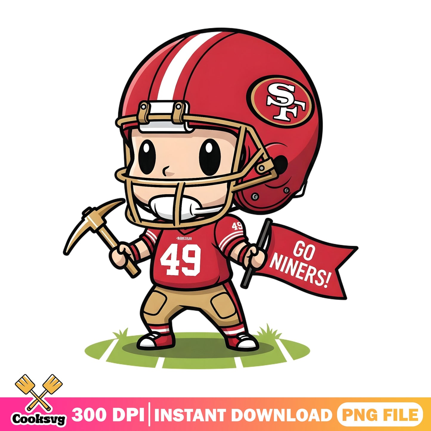 San Francisco 49ers Chibi PNG, Go Niners Football PNG, NFL PNG