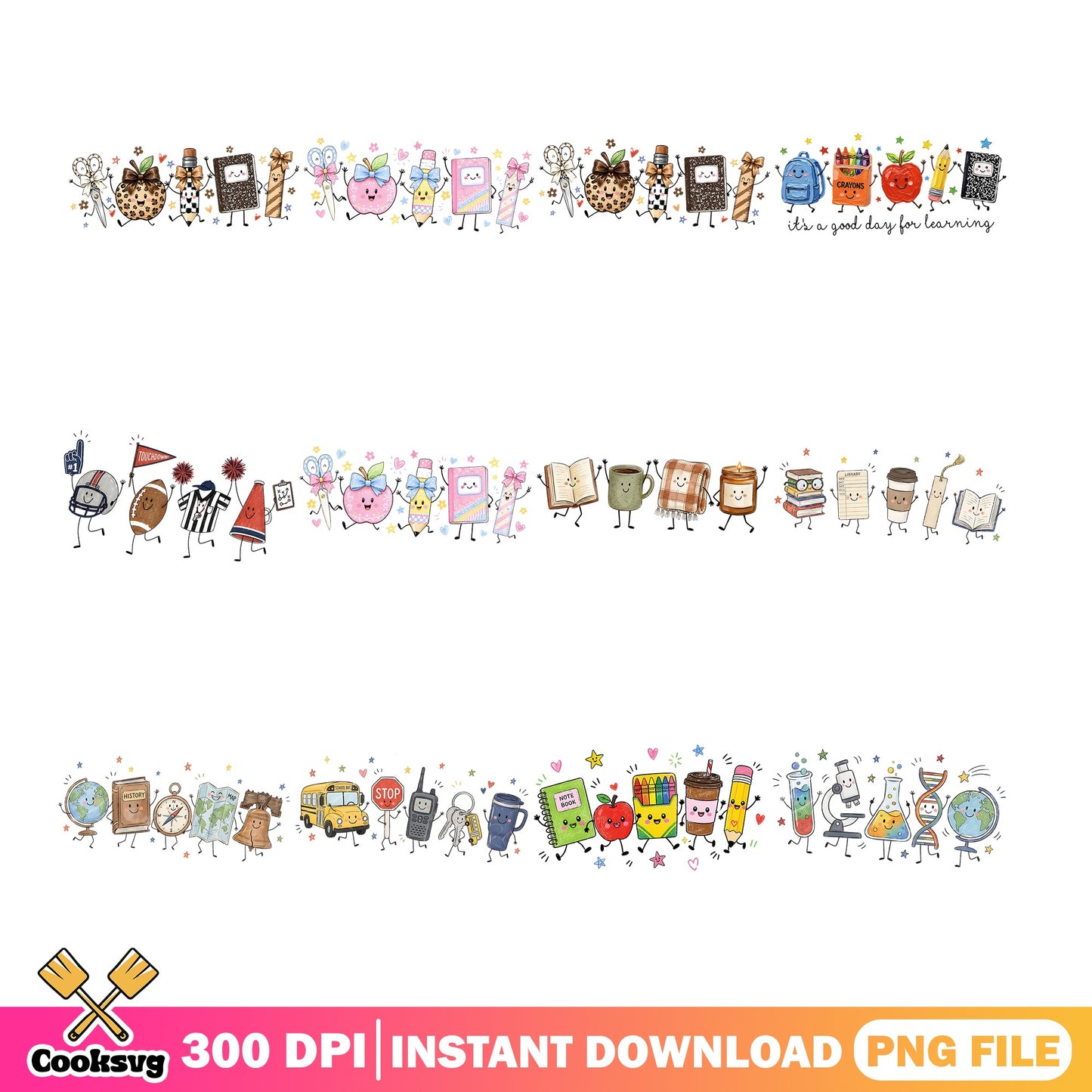 Back To School Tumbler Wrap PNG, Teacher Tumbler PNG, School PNG