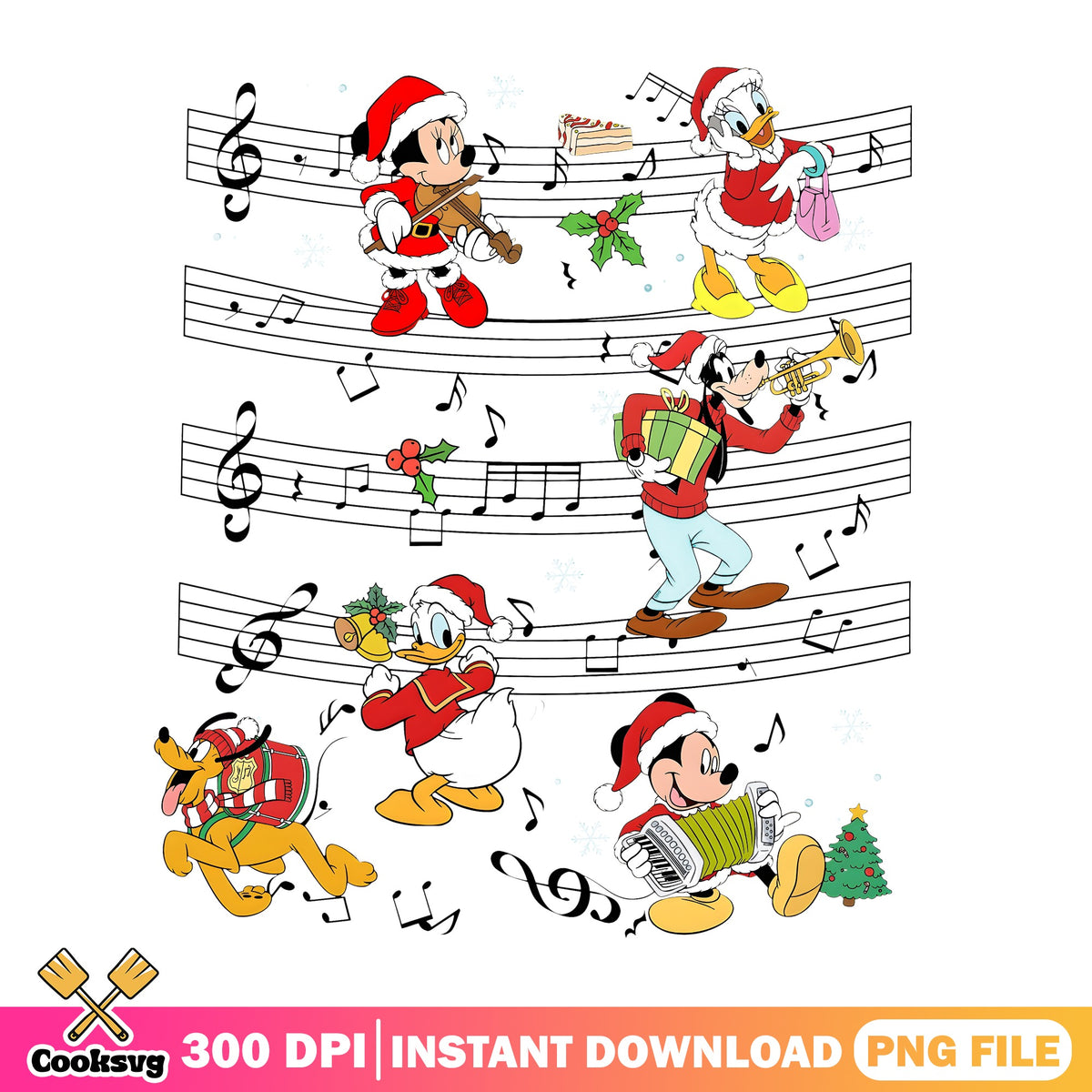 Mickey Christmas Band PNG, Minnie Donald Goofy PNG, Disney Carol PNG