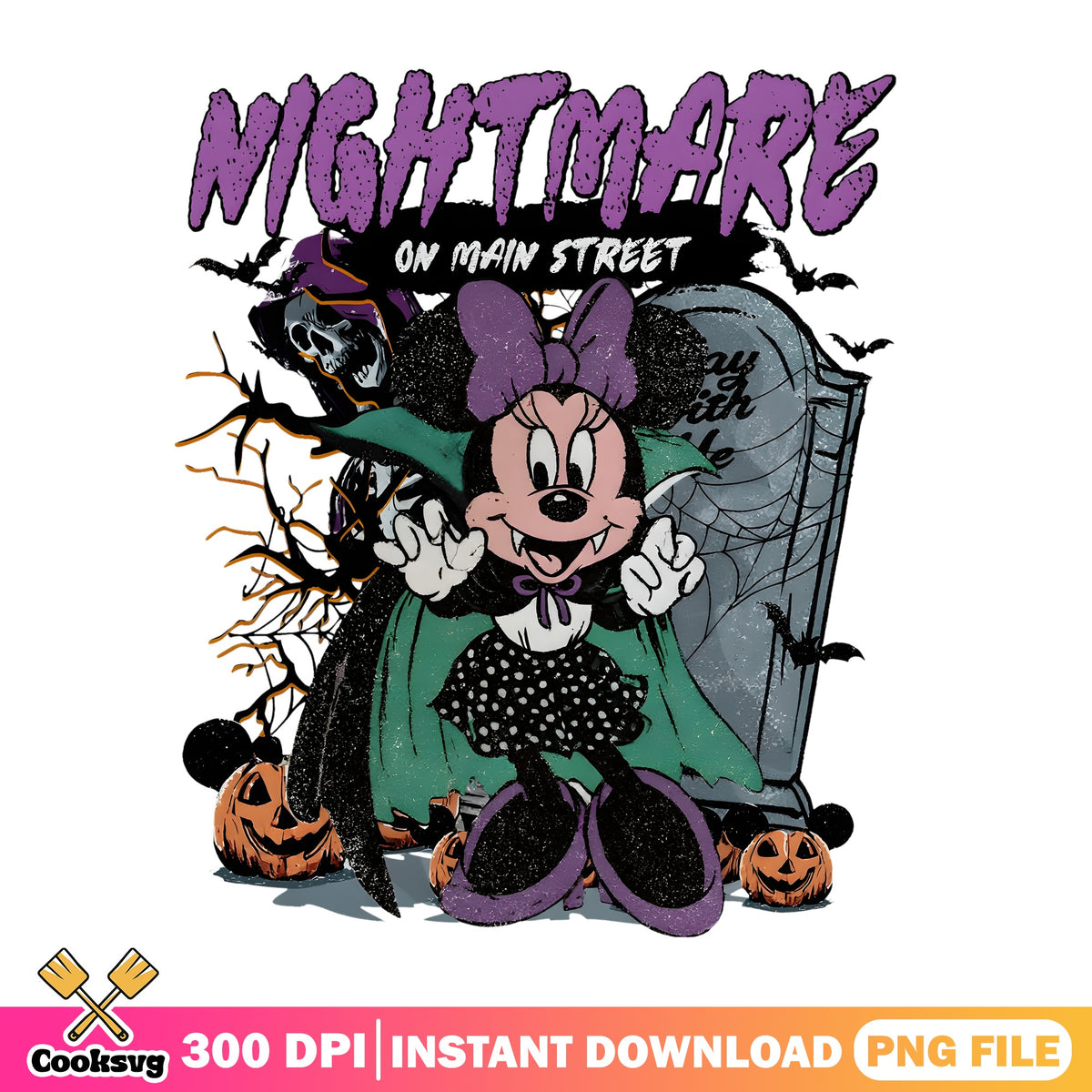 Minnie Vampire Tomb PNG, Nightmare Street PNG, Disney Halloween PNG