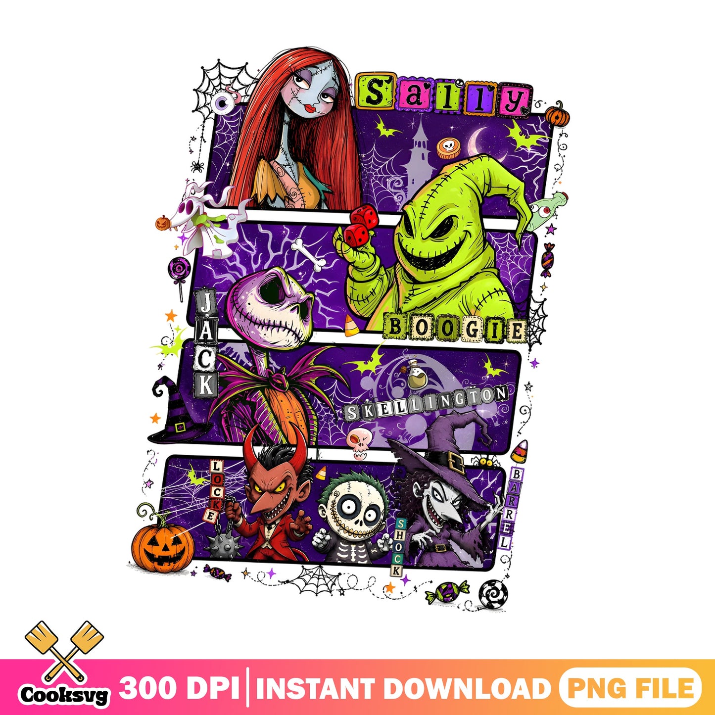 Nightmare Before Christmas Characters PNG, Jack Skellington PNG, Halloween PNG