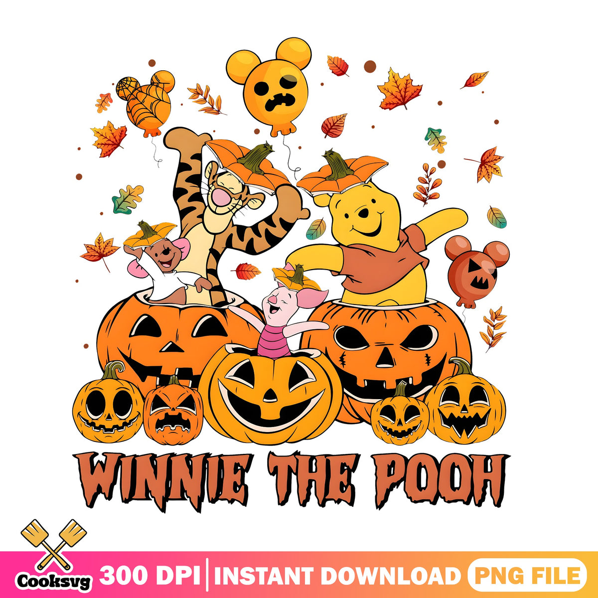 Pooh Tigger Piglet Pumpkin PNG, Winnie Pooh PNG, Dabbing Pooh PNG