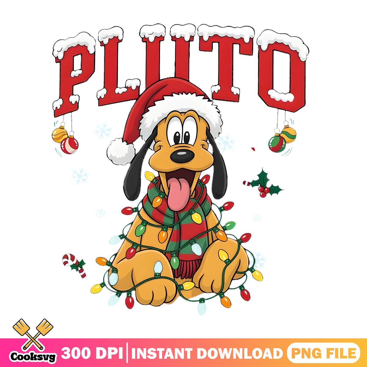 Pluto Varsity Scarf Christmas Lights PNG, Disney Pluto PNG, Hat PNG