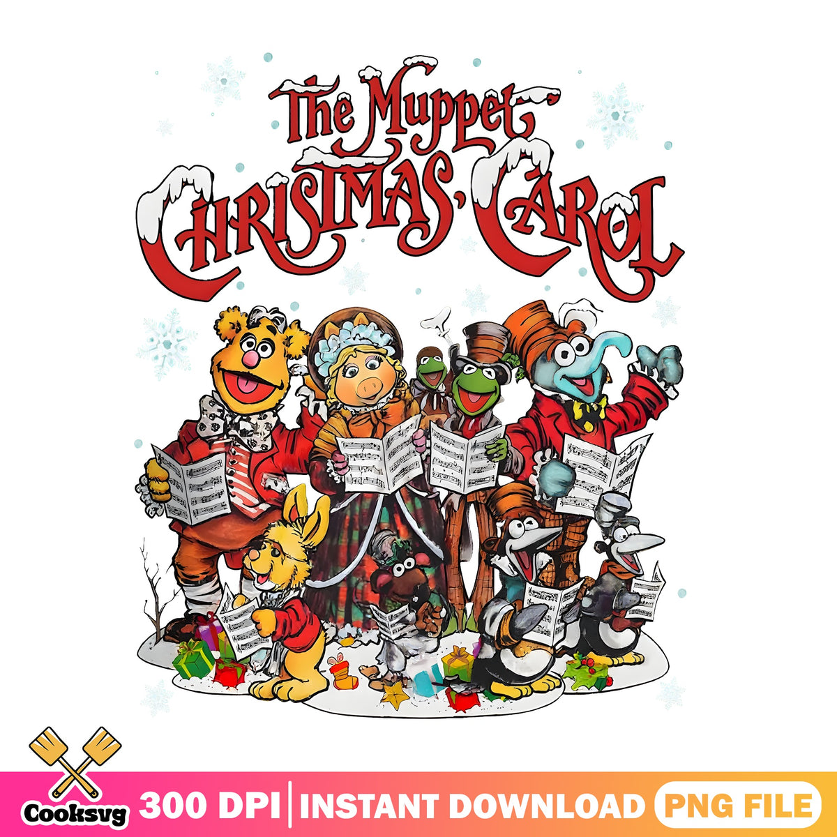 Muppet Christmas Carol Carolers PNG, Kermit Piggy PNG, Fozzie PNG